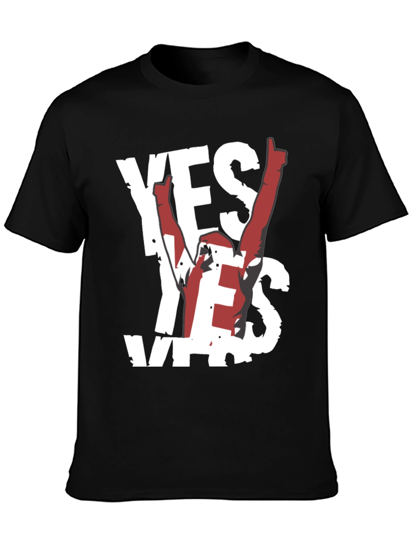 Black Yes! Graphic Tee - Soft Black Cotton Shirt view 3