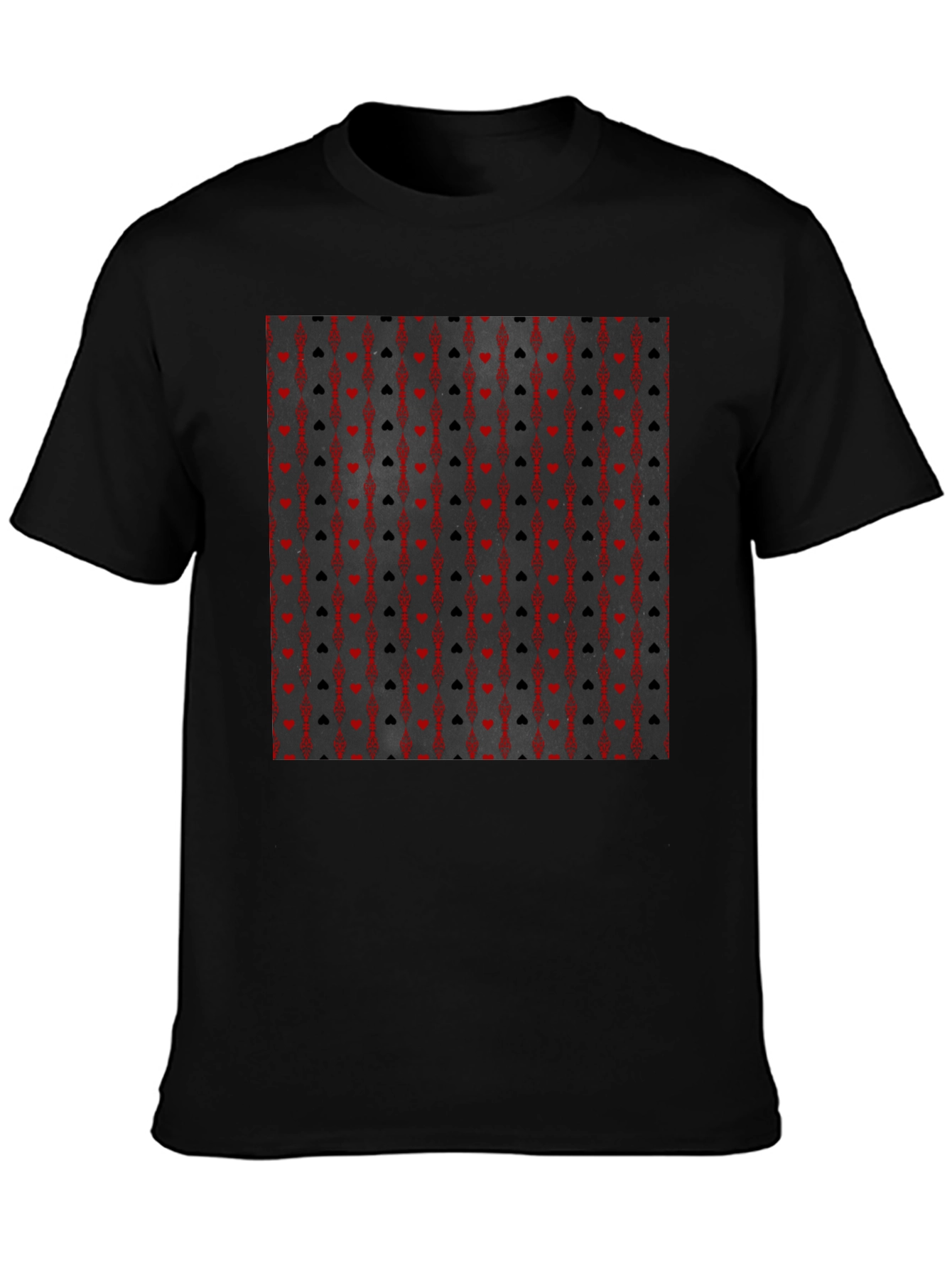 Black Playing Card Suit Pattern T-Shirt - Black view 3