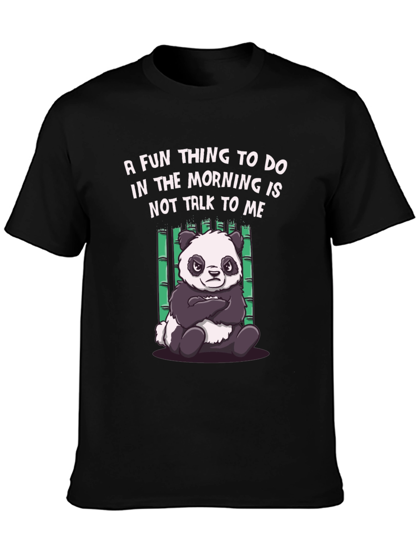 Black Funny Panda Morning Humor T-Shirt view 3