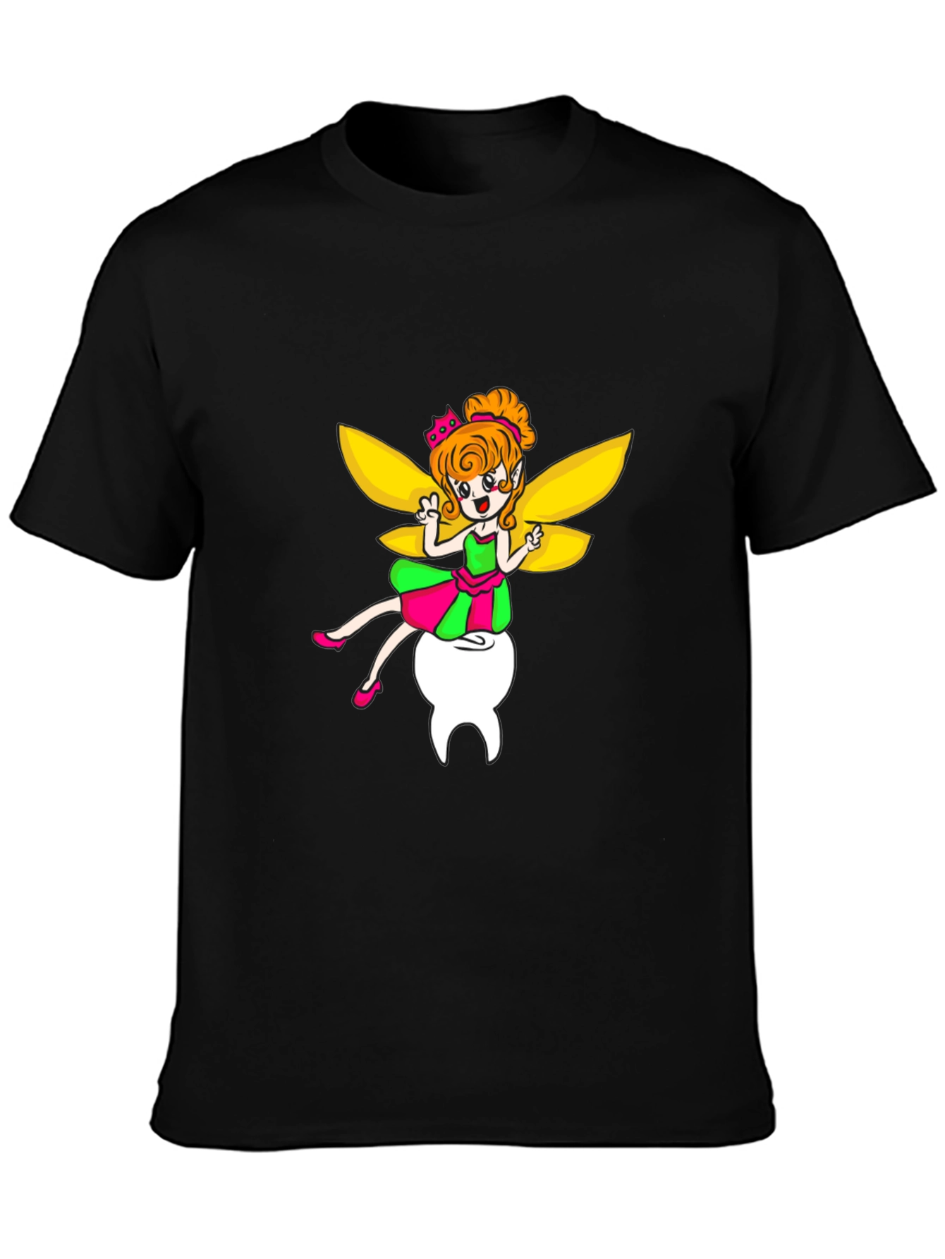 Black Tooth Fairy Graphic Tee - Unisex Black T-Shirt view 3