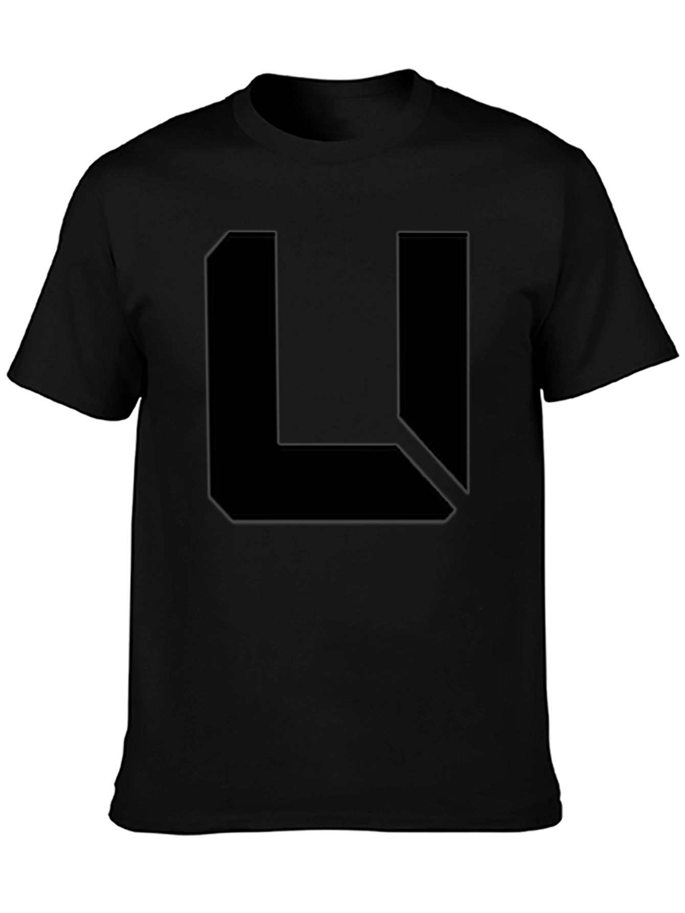 Black Abstract L Graphic Black T-Shirt view 3