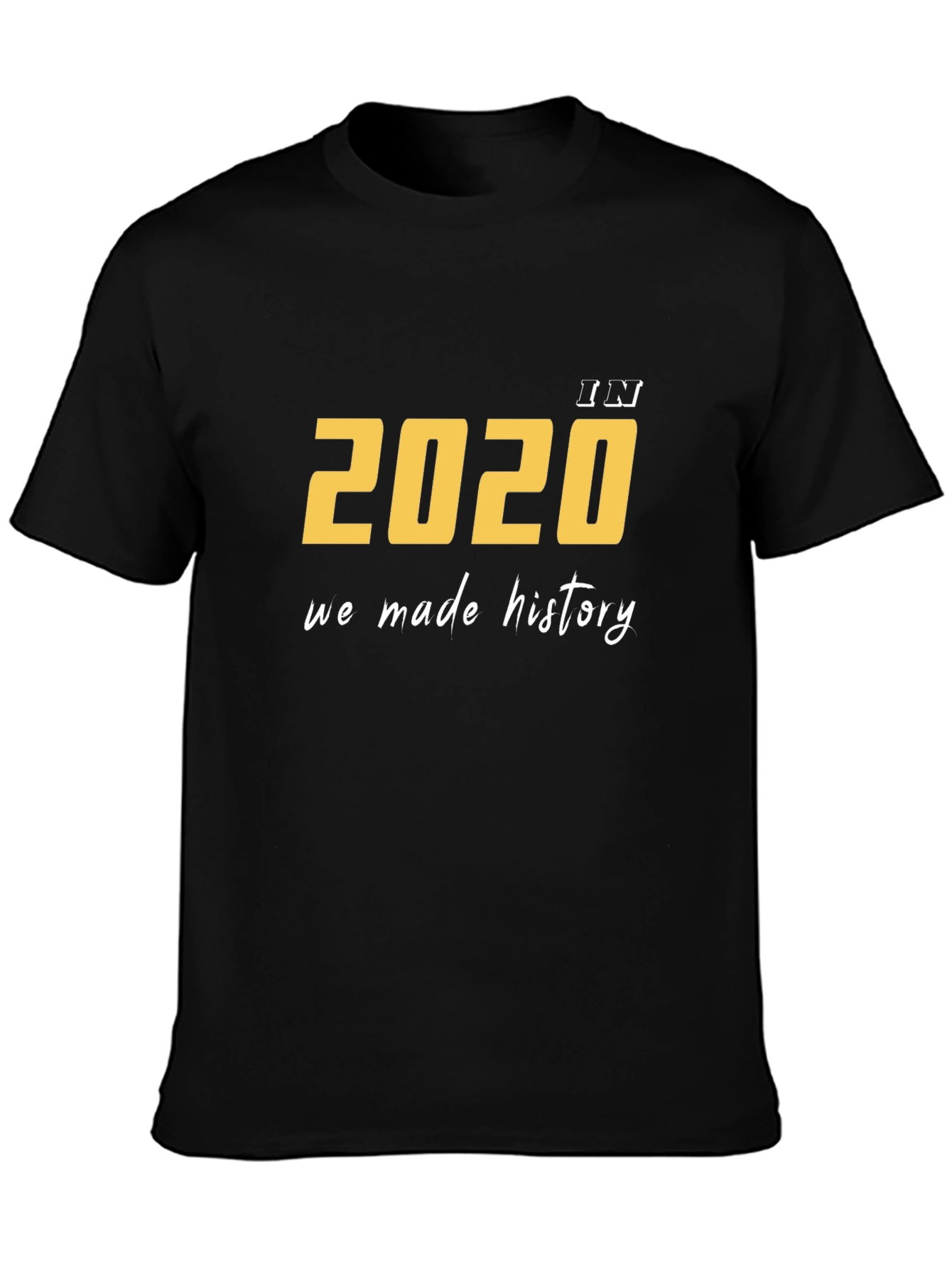 Black 2020 History Tee - Unisex Black Cotton T-Shirt view 3