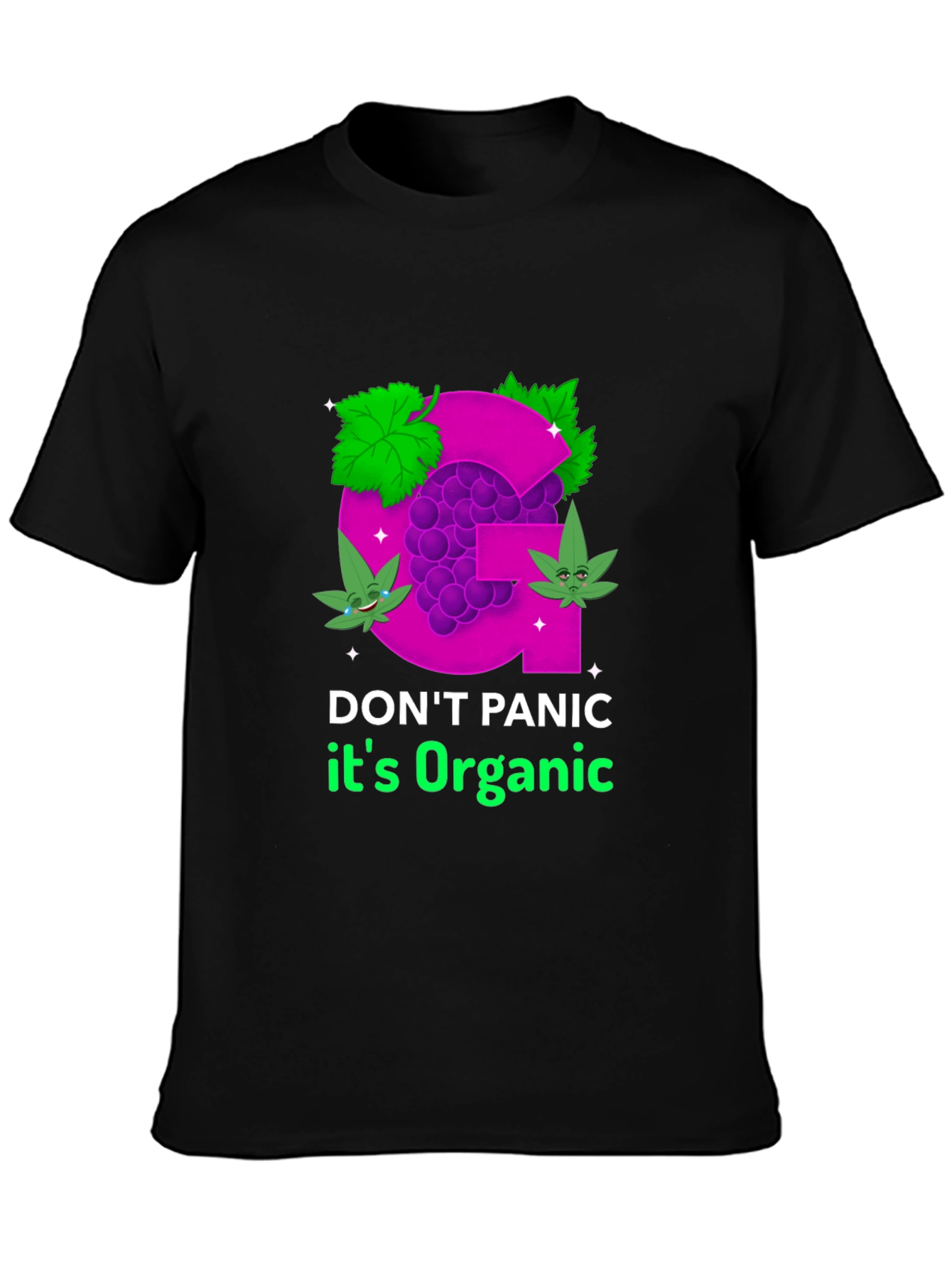 Black Organic Grape T-Shirt - Don't Panic view 3