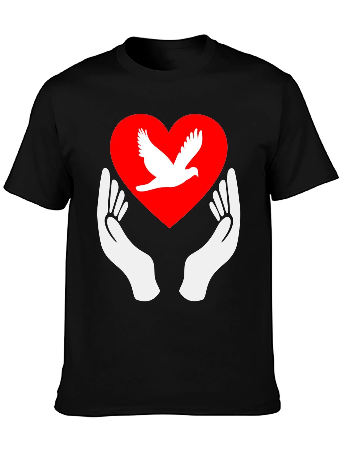 Black Dove Heart Graphic Tee - Peace Symbol Shirt view 3