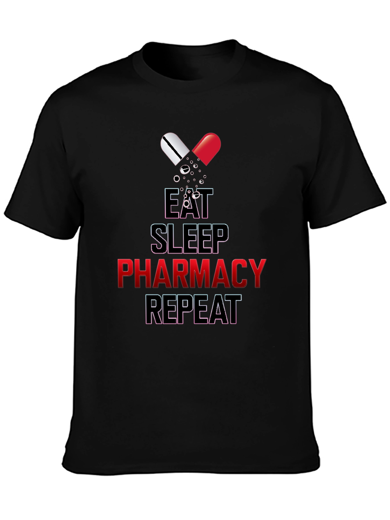 Black Eat Sleep Pharmacy Repeat Graphic Tee view 3