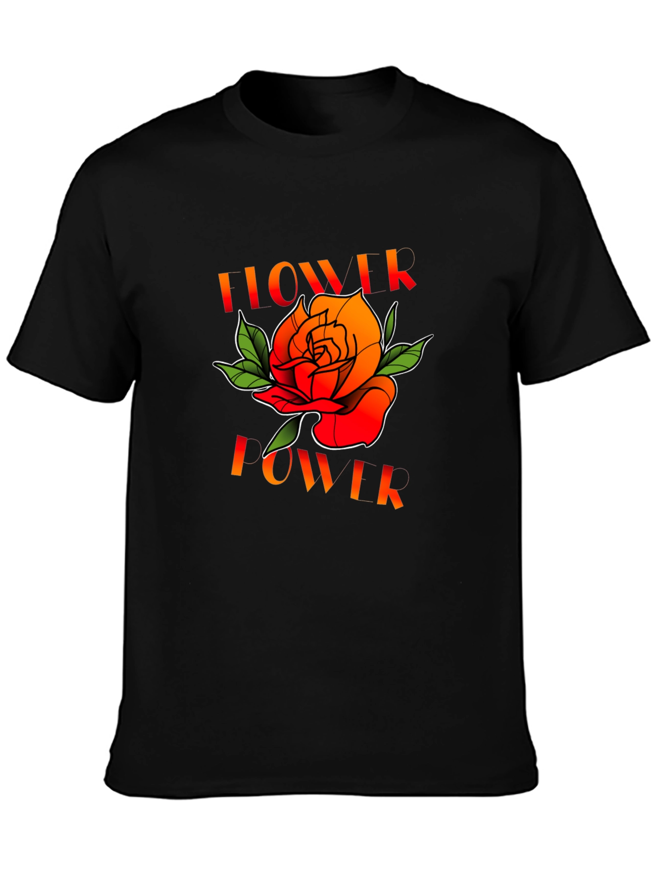 Black Flower Power Graphic Tee - Black Unisex T-Shirt view 3