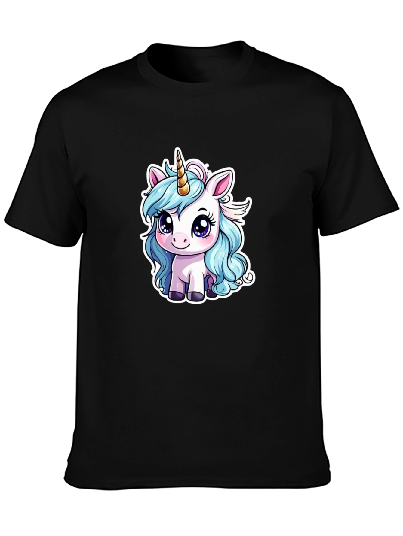 Black Unicorn Graphic Tee - Cute Cartoon Design view 3