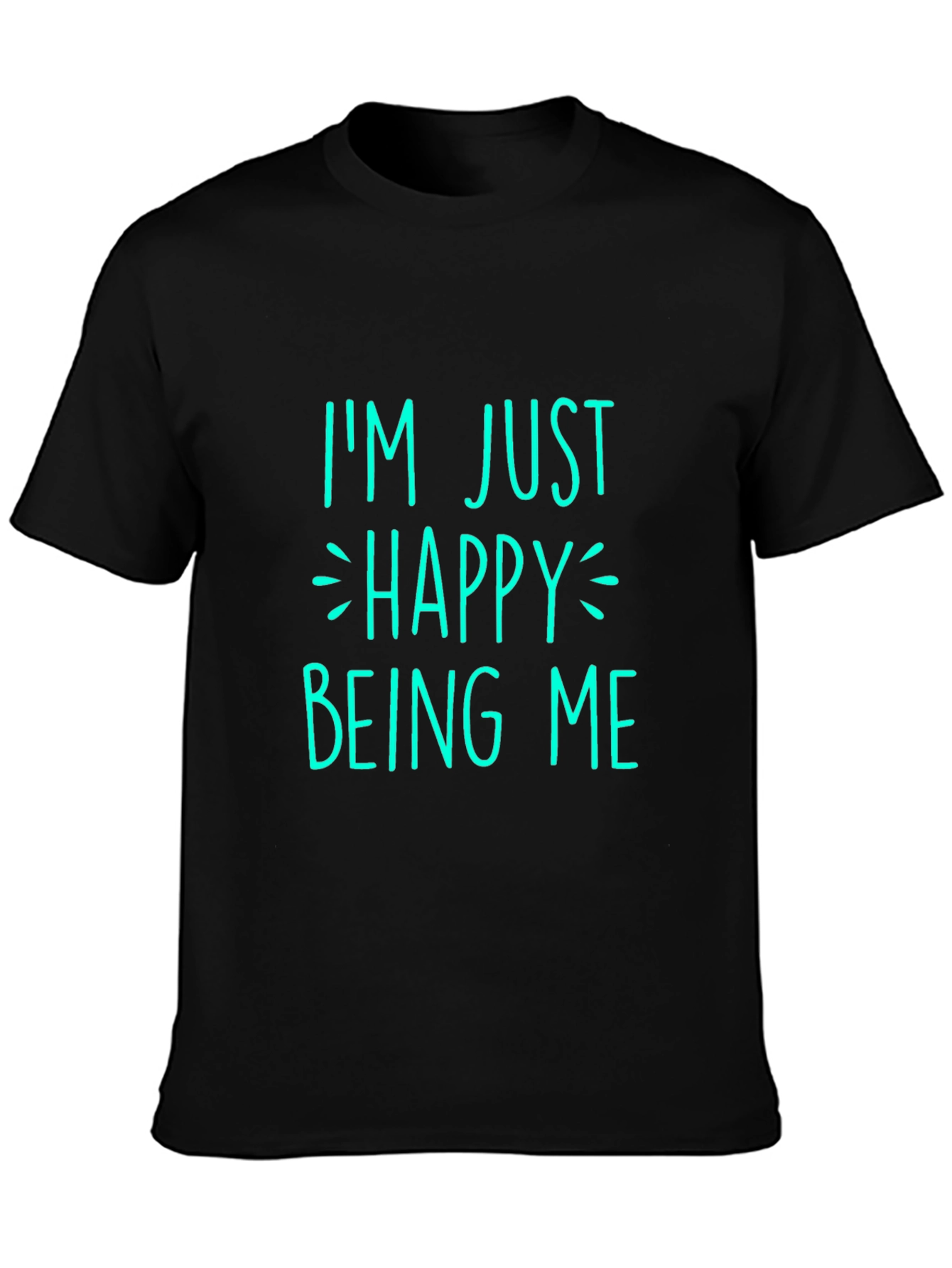 Black Happy Being Me Graphic Tee - Black Cotton T-Shirt view 3