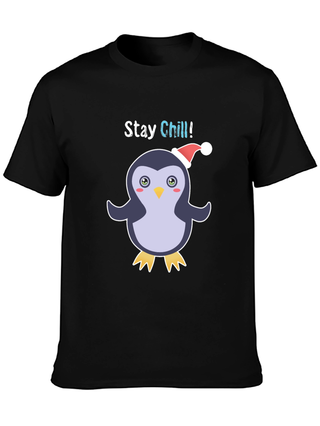 Black Stay Chill Penguin Holiday T-Shirt view 3