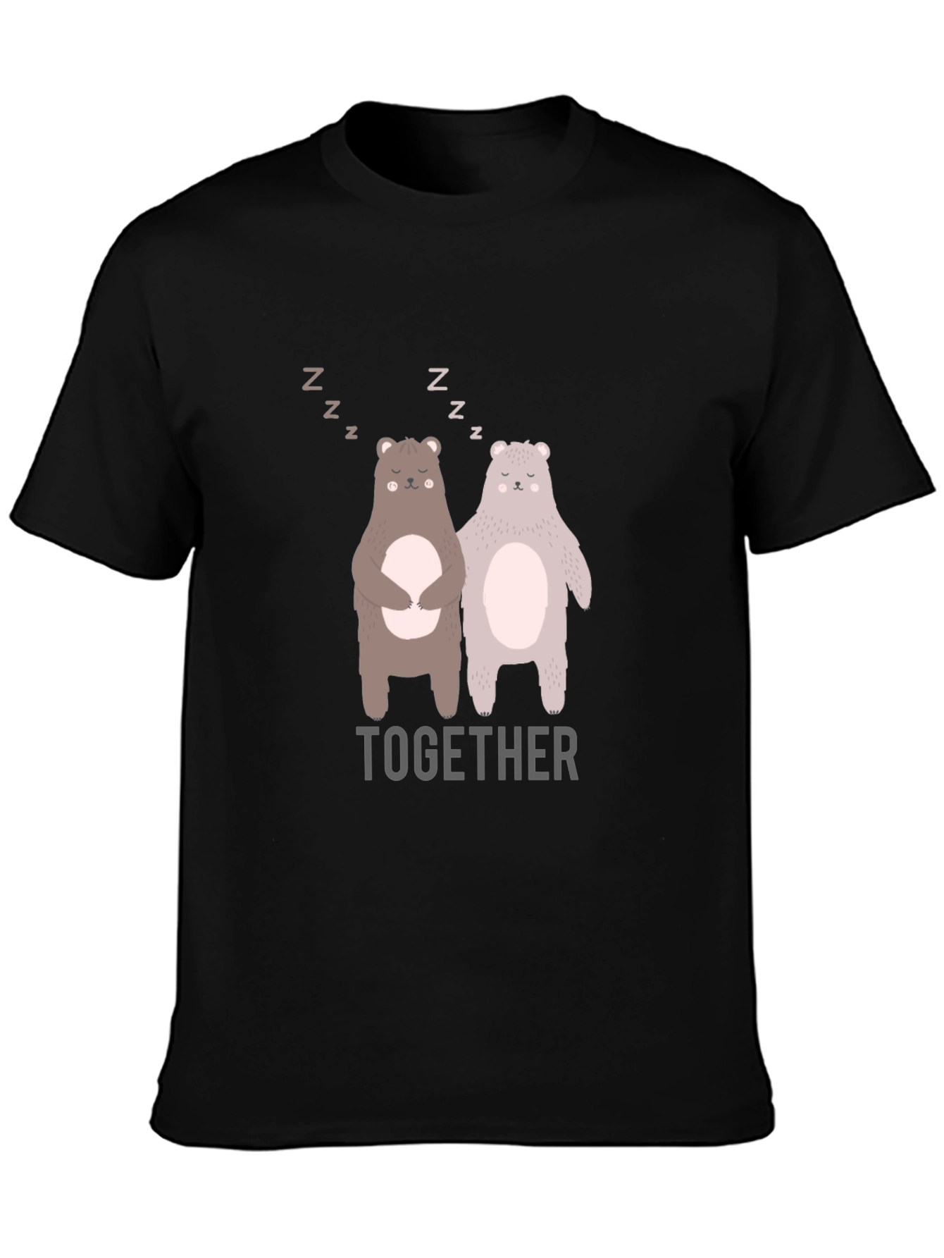 Black Bear Together Graphic Tee - Black Cotton Blend view 3
