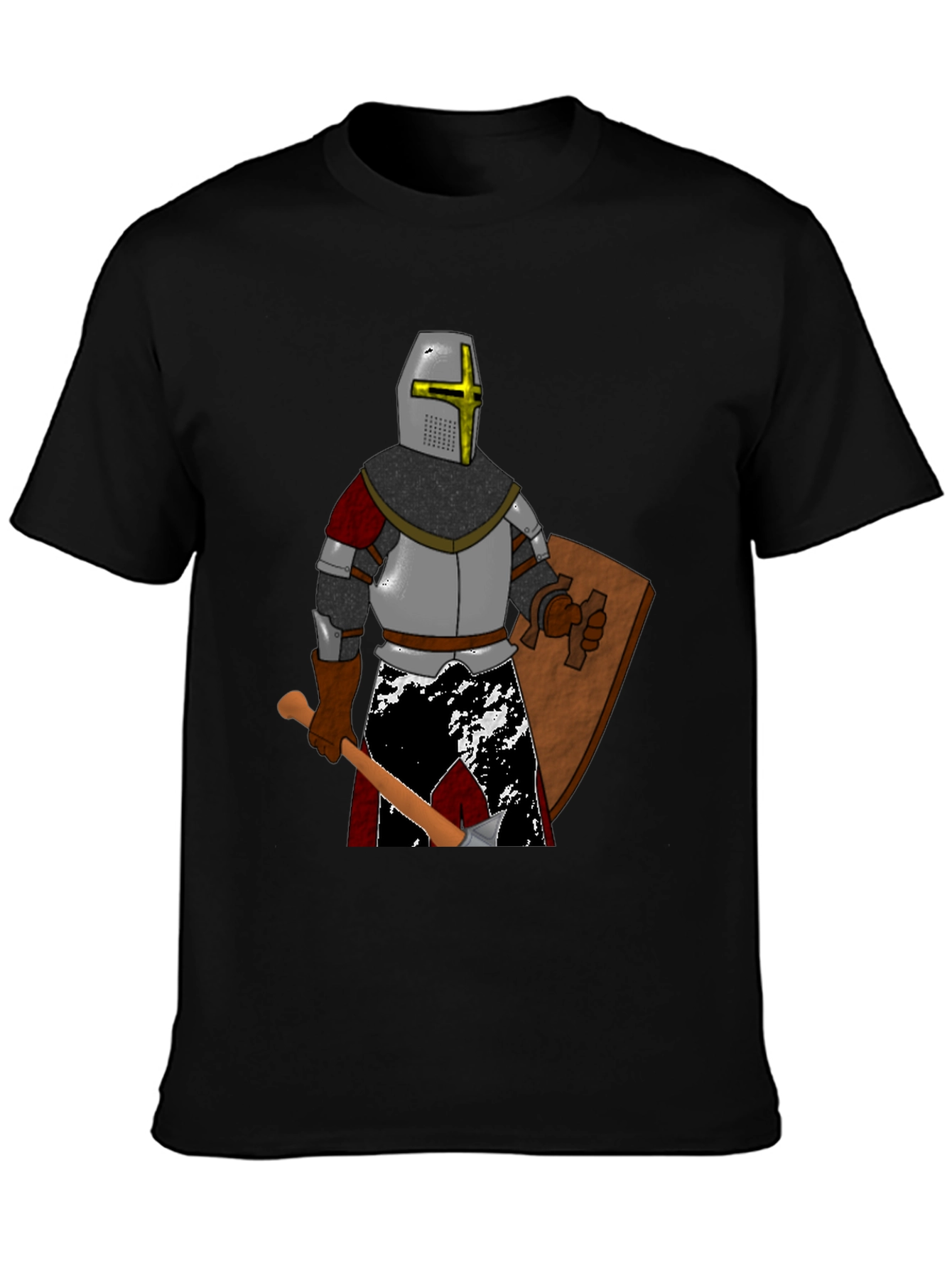 Black Crusader Knight Graphic T-Shirt view 3