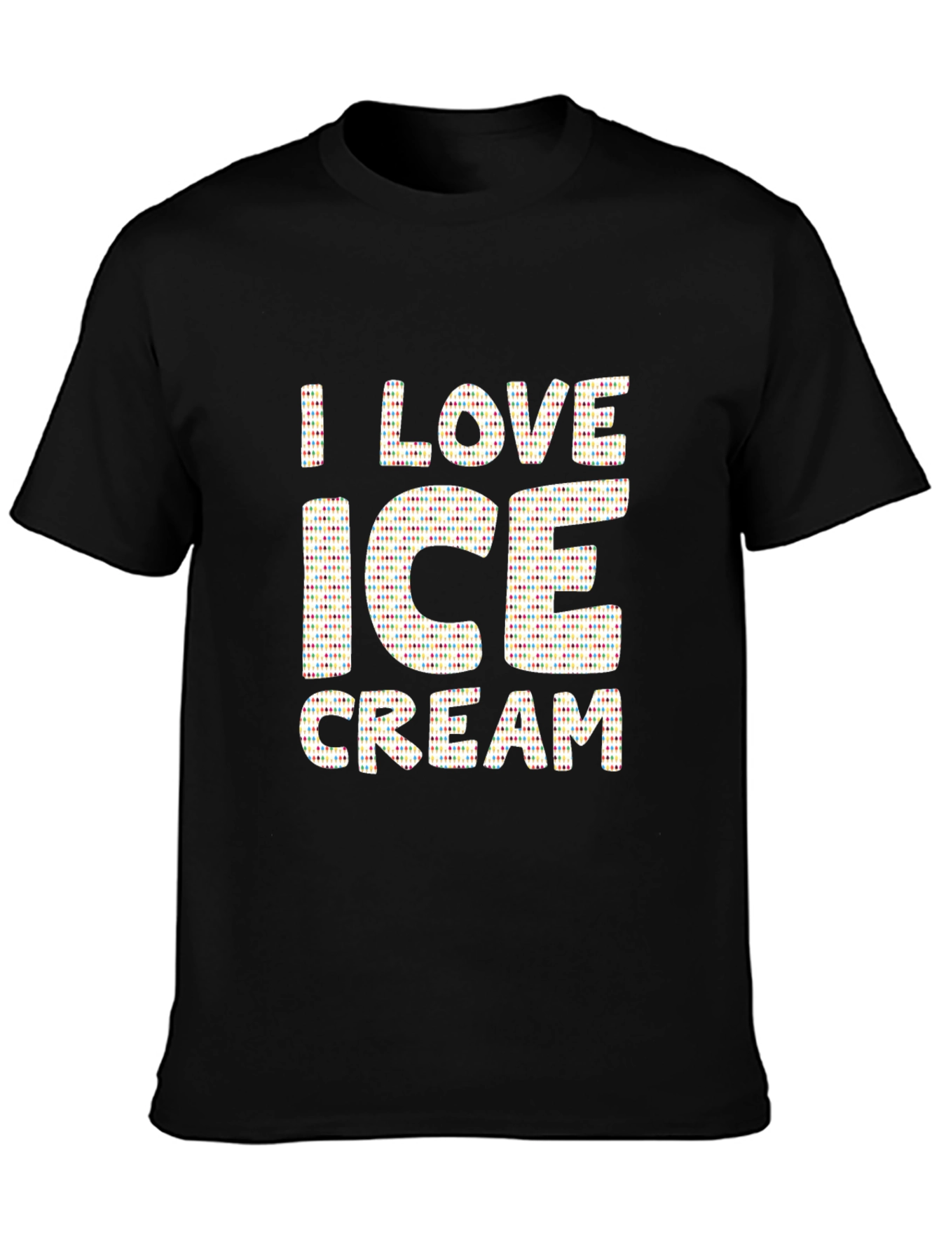 Black I Love Ice Cream Graphic Print Black T-Shirt view 3