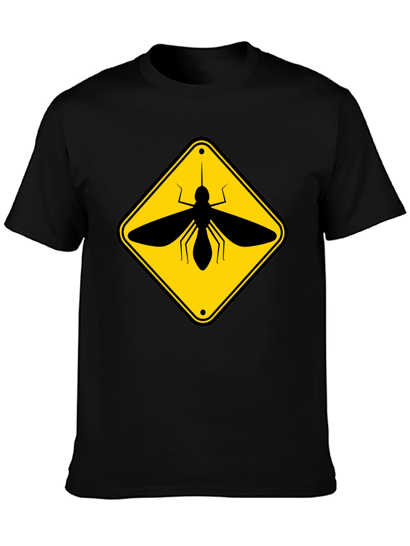 Black Mosquito Warning Sign Graphic T-Shirt view 3