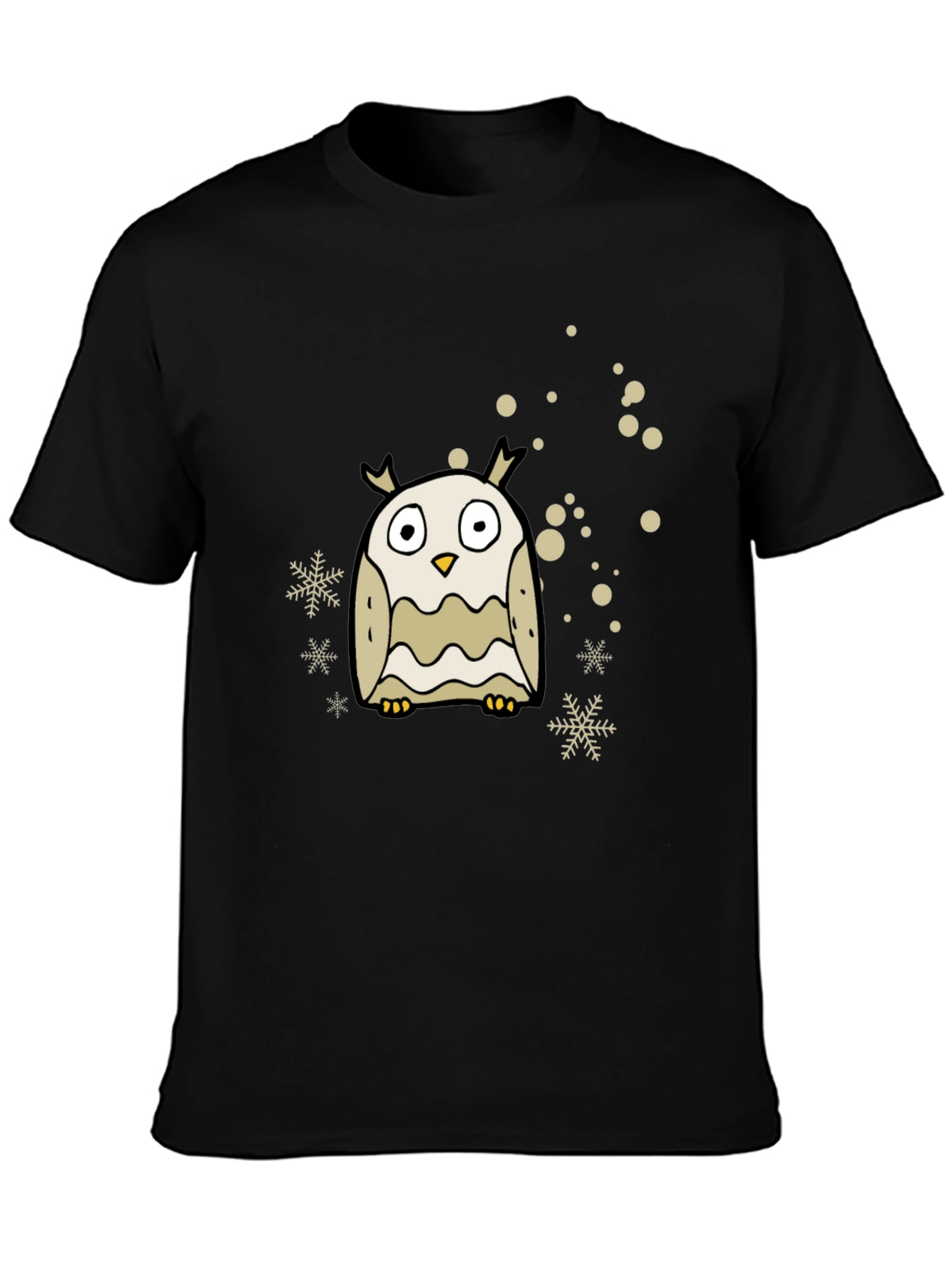 Black Cute Owl Graphic Tee - Black Cotton Blend view 3