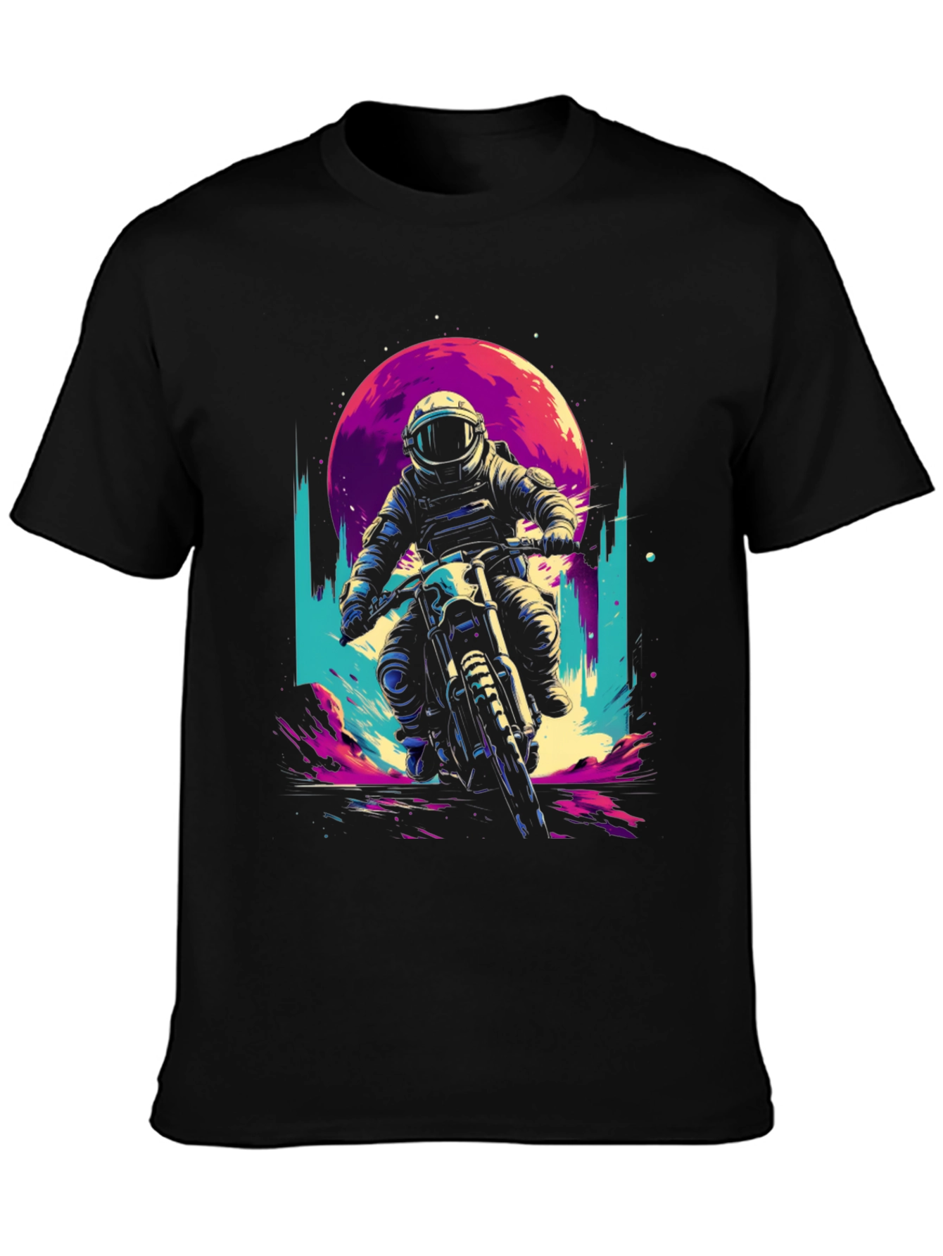 Black Retro Space Rider T-Shirt - Adventure Awaits! view 3