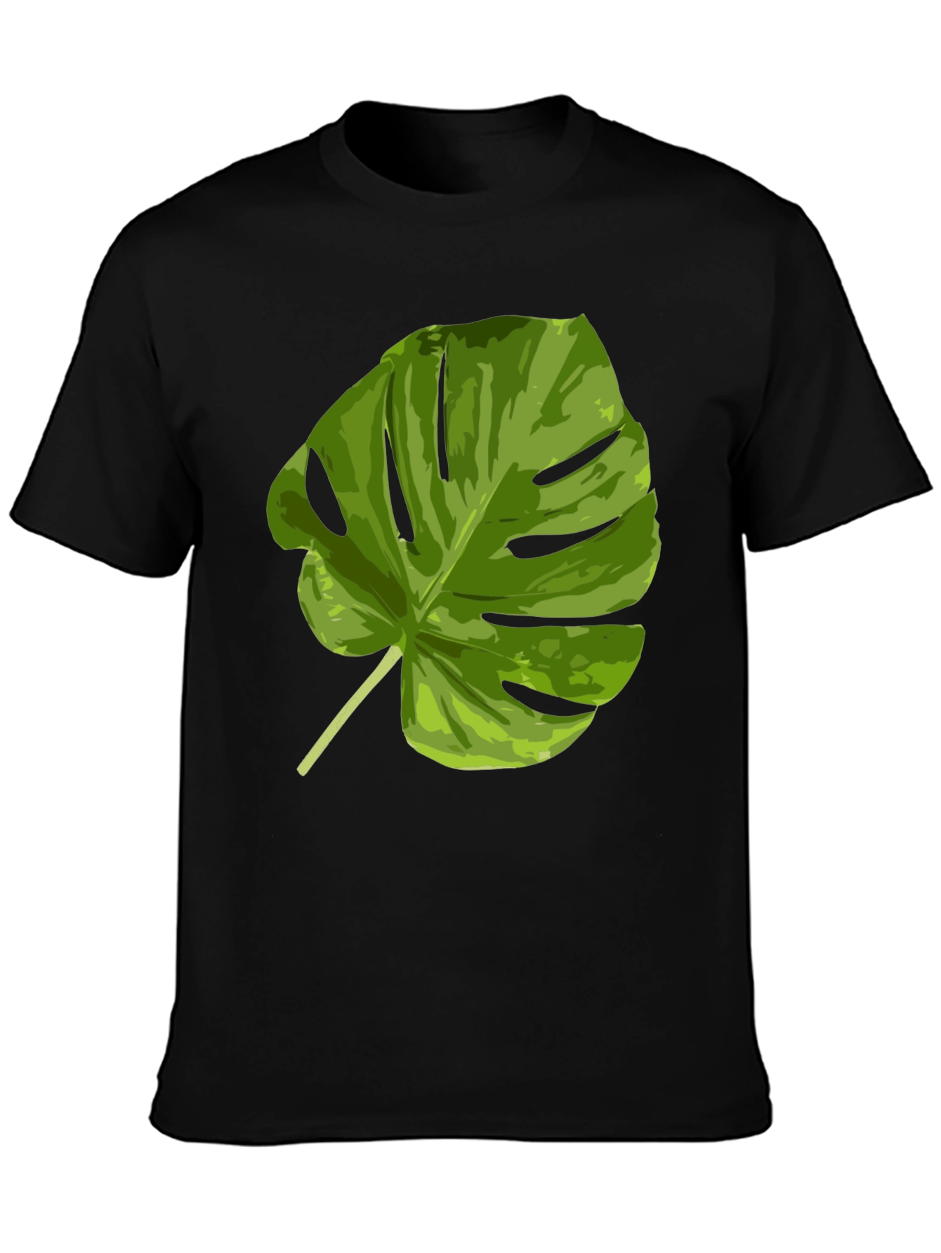Black Tropical Monstera Leaf Graphic T-Shirt view 3