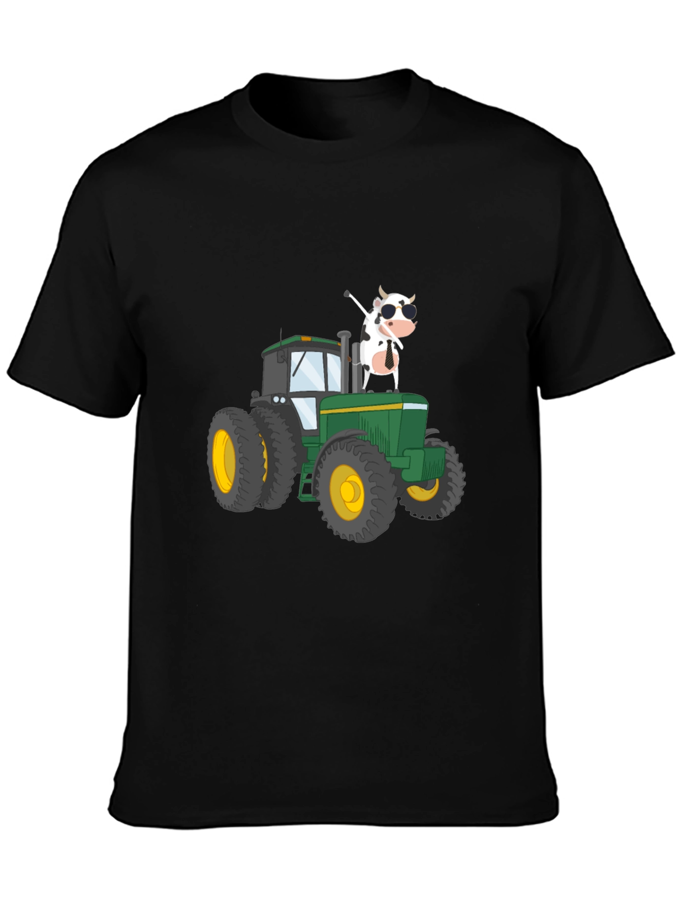 Black Cow on Tractor Graphic Tee - Black view 3