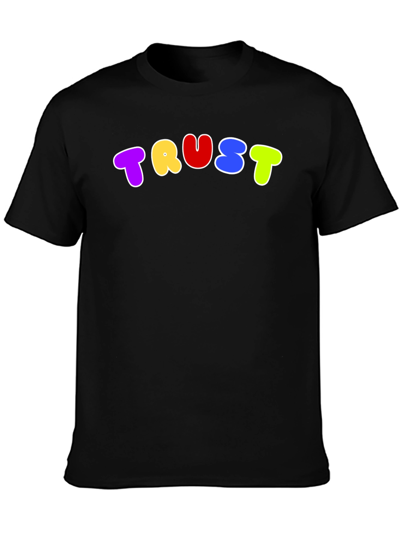 Black Colorful "TRUST" Graphic Black T-Shirt view 3