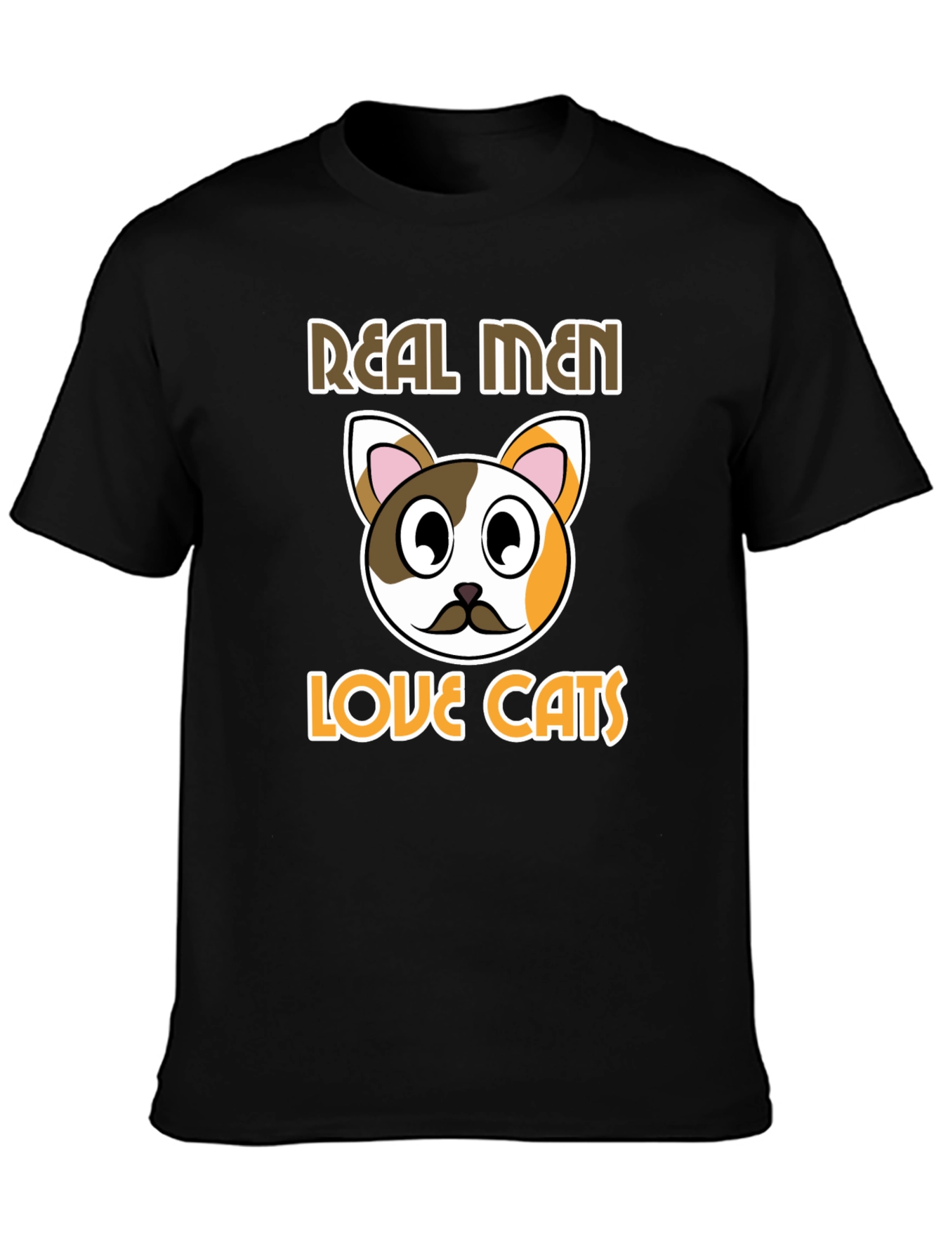 Black Real Men Love Cats T-Shirt - Novelty Graphic Tee view 3