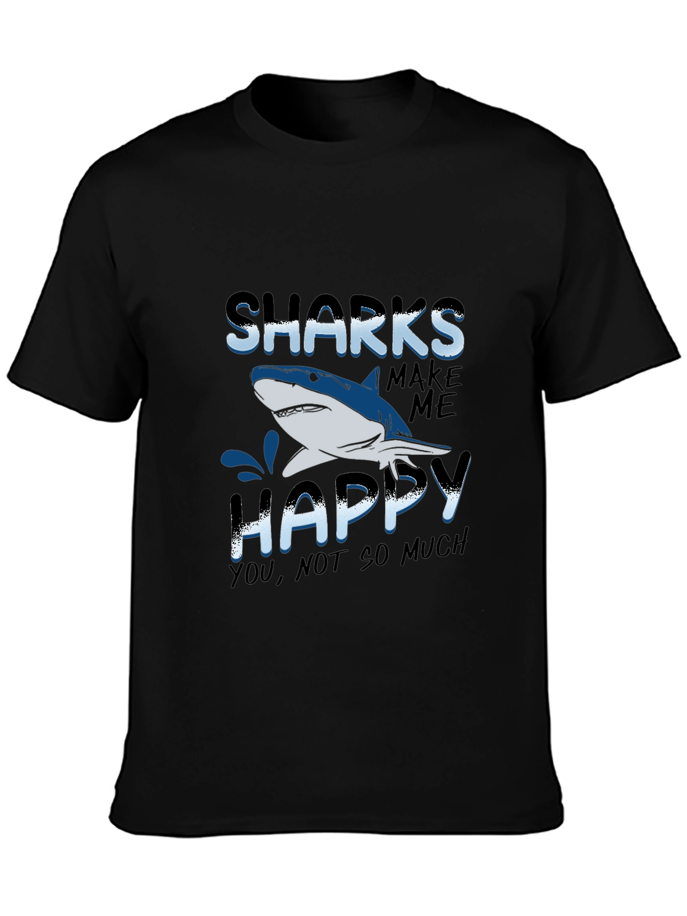 Black Sharks Make Me Happy Graphic T-Shirt view 3