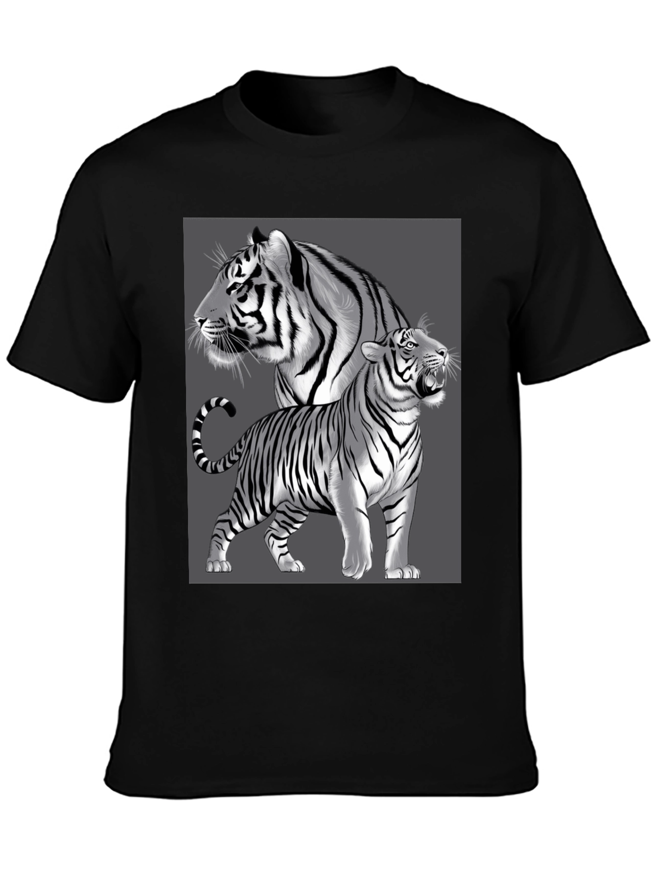 Black Tiger Graphic Tee - Black Crew Neck view 3