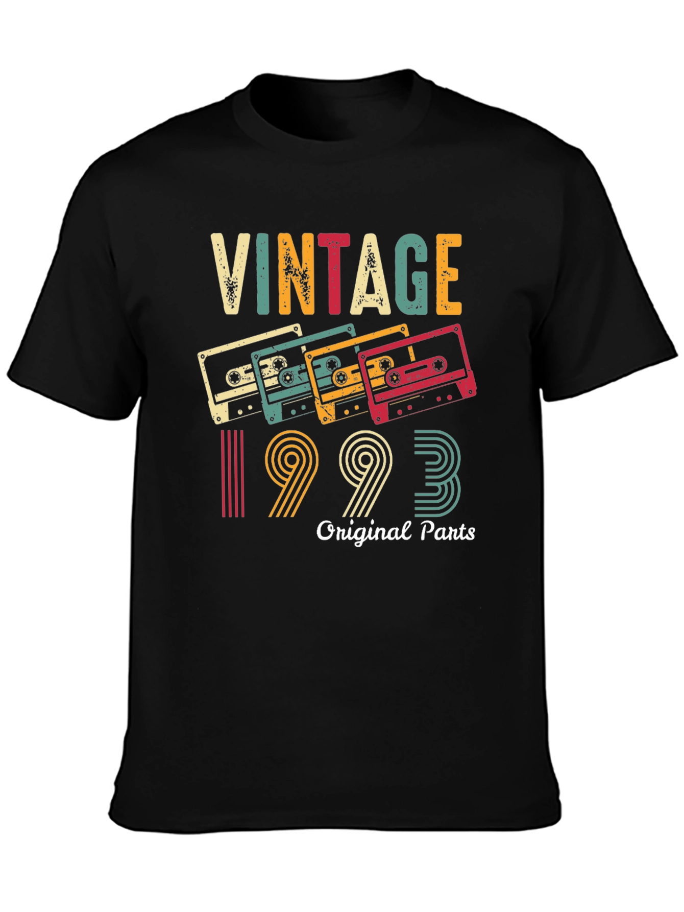 Black Vintage 1993 Original Parts Cassette Tape Graphic Tee view 3