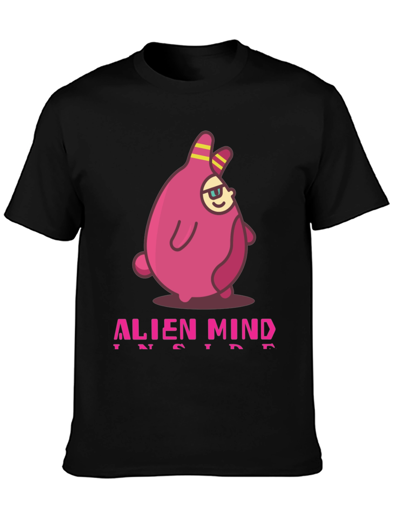 Black Alien Mind Inside Graphic Print Black T-Shirt view 3