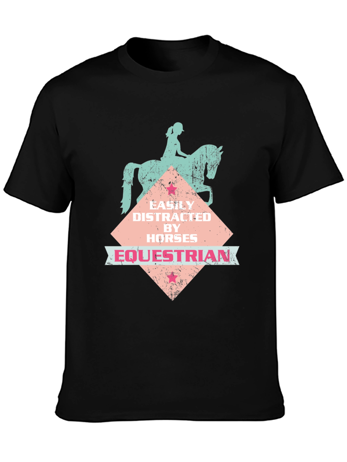 Black Equestrian Horse Lover Graphic T-Shirt view 3