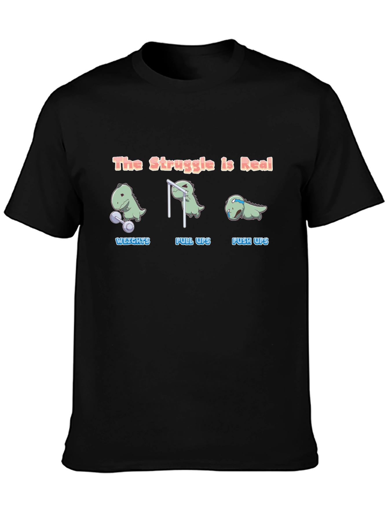 The Struggle is Real Dino Black T-Shirt - 3