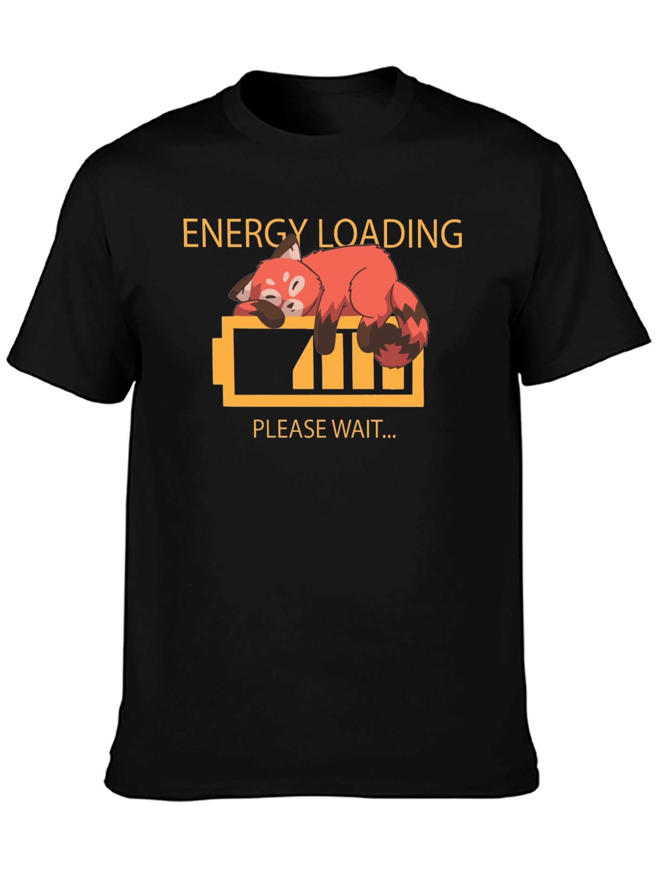 Black Energy Loading Funny Red Panda Graphic T-Shirt view 3