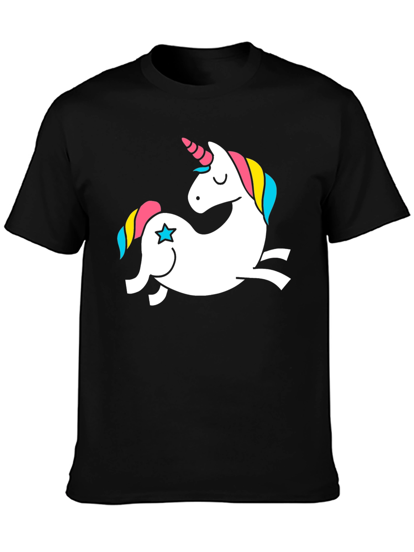 Black Unicorn Graphic Tee - Black Cotton T-Shirt view 3