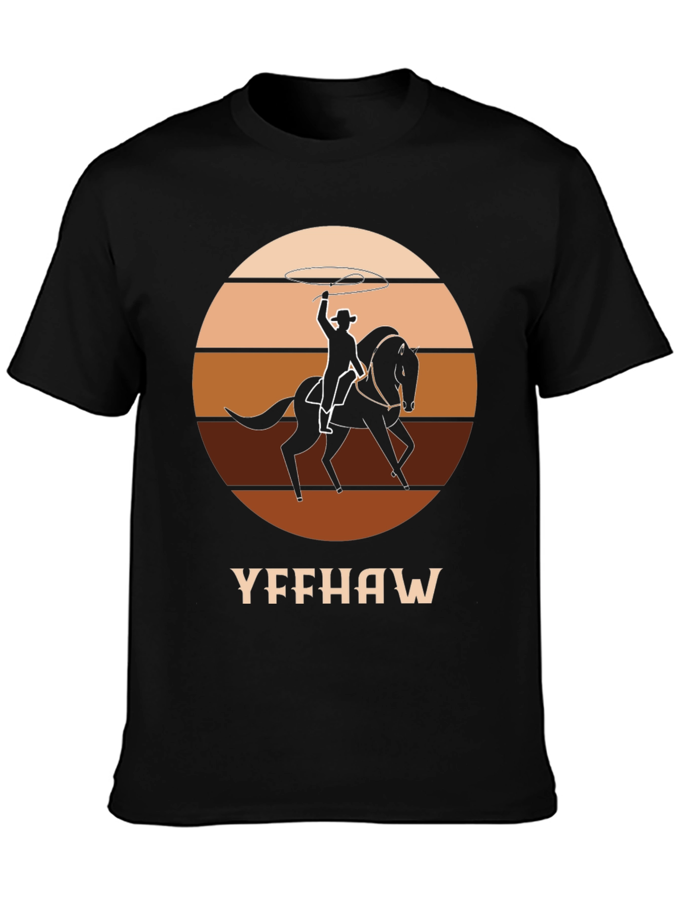 Black Yeehaw Cowboy Horse T-Shirt - Western Style Tee view 3