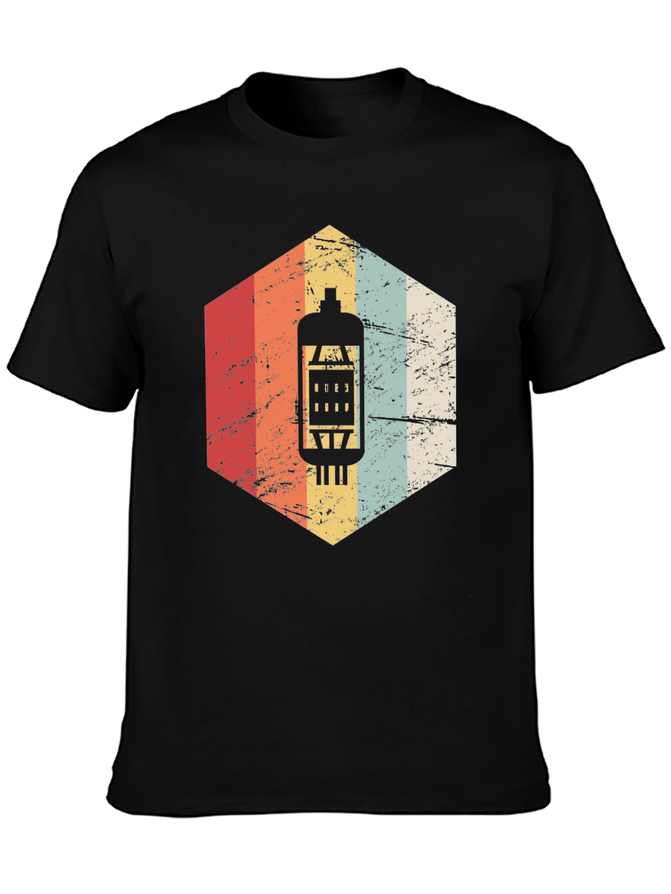 Black Vintage Retro Tube Amp T-Shirt - Musician Gift view 3