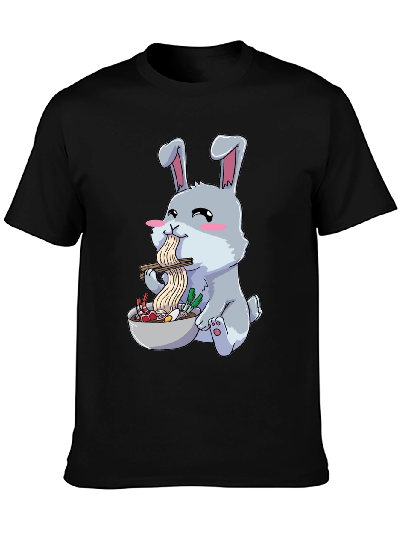 Rabbit Eating Ramen Funny T-Shirt - 3