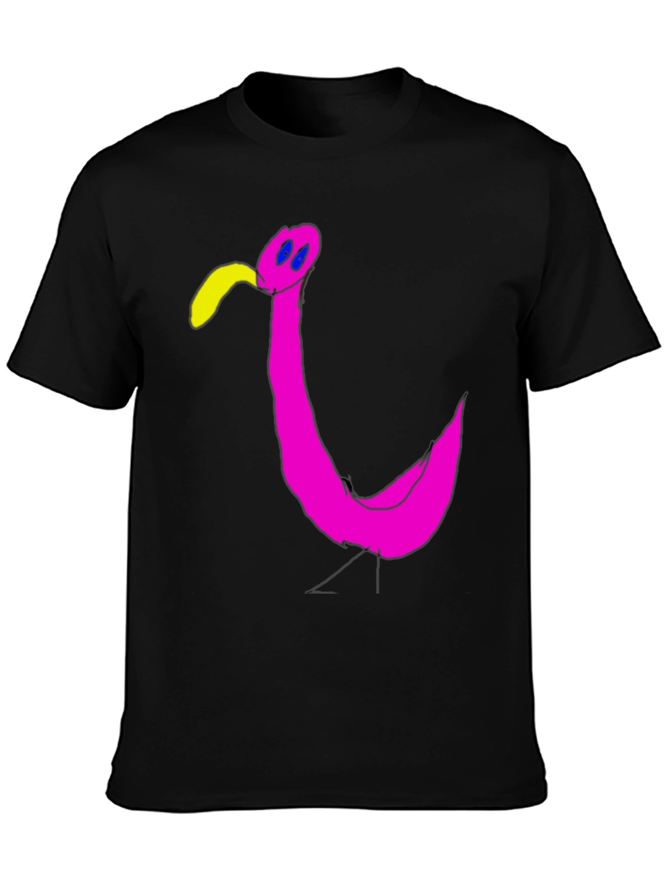 Black Funky Flamingo Black T-Shirt - Unique Graphic Tee view 3