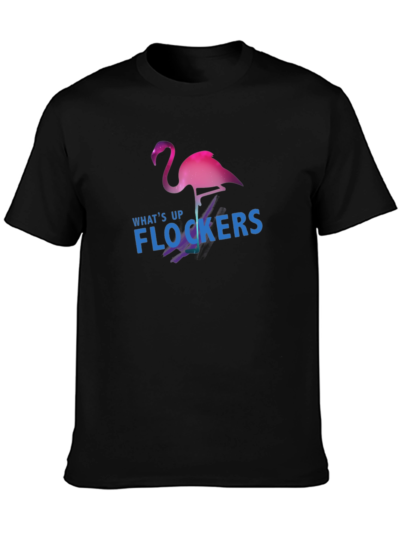 Black What's Up Flockers T-Shirt - Flamingo Graphic Tee view 3