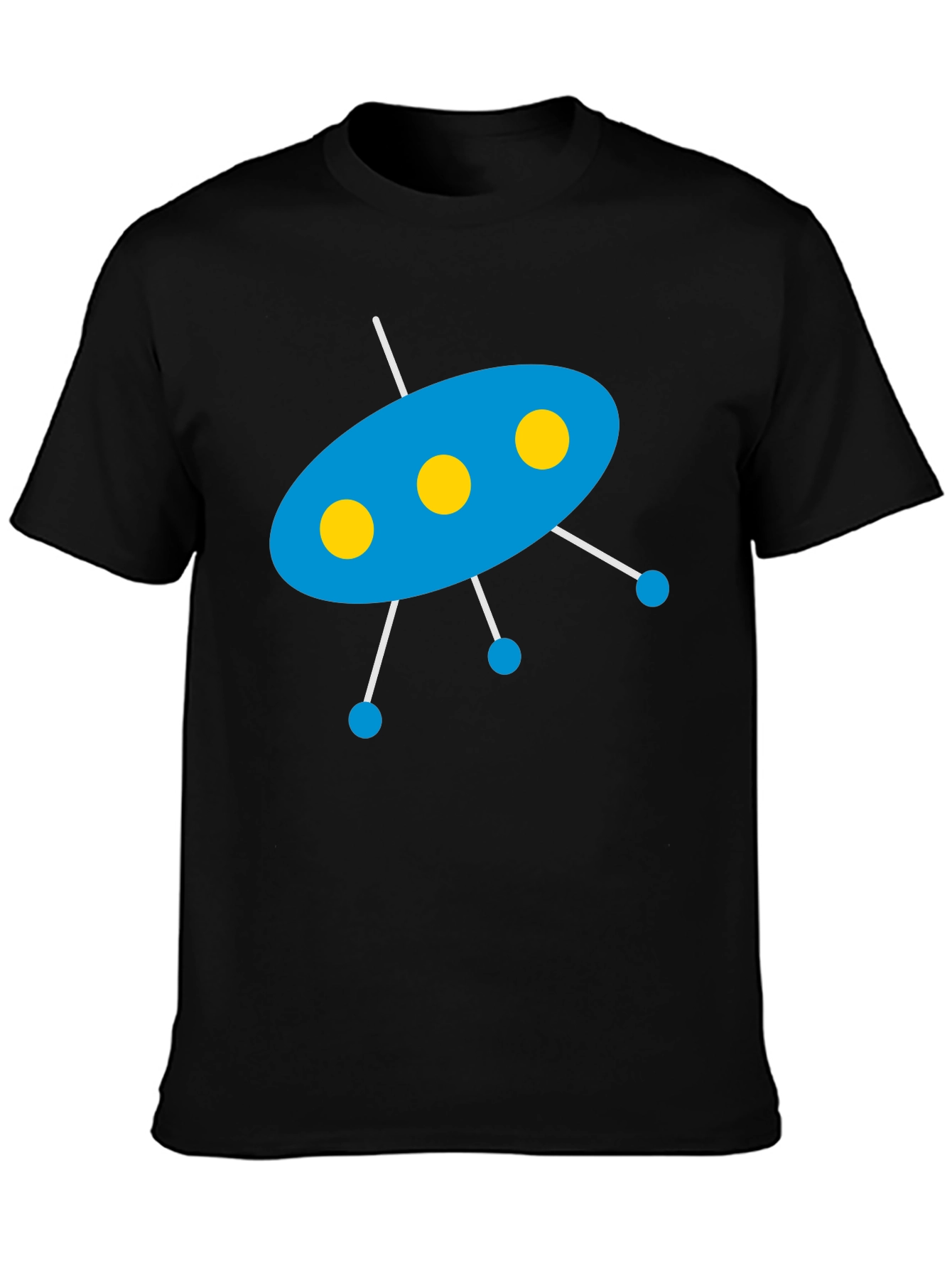 Black UFO Graphic T-Shirt - Black Cotton Blend Tee view 3