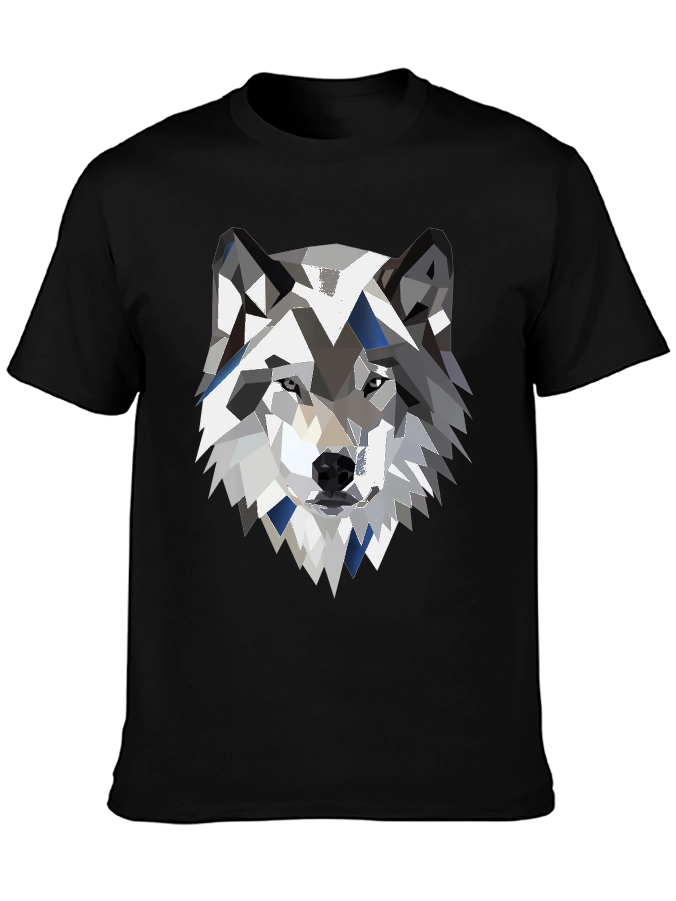 Black Geometric Wolf Graphic Print Black Tee view 3