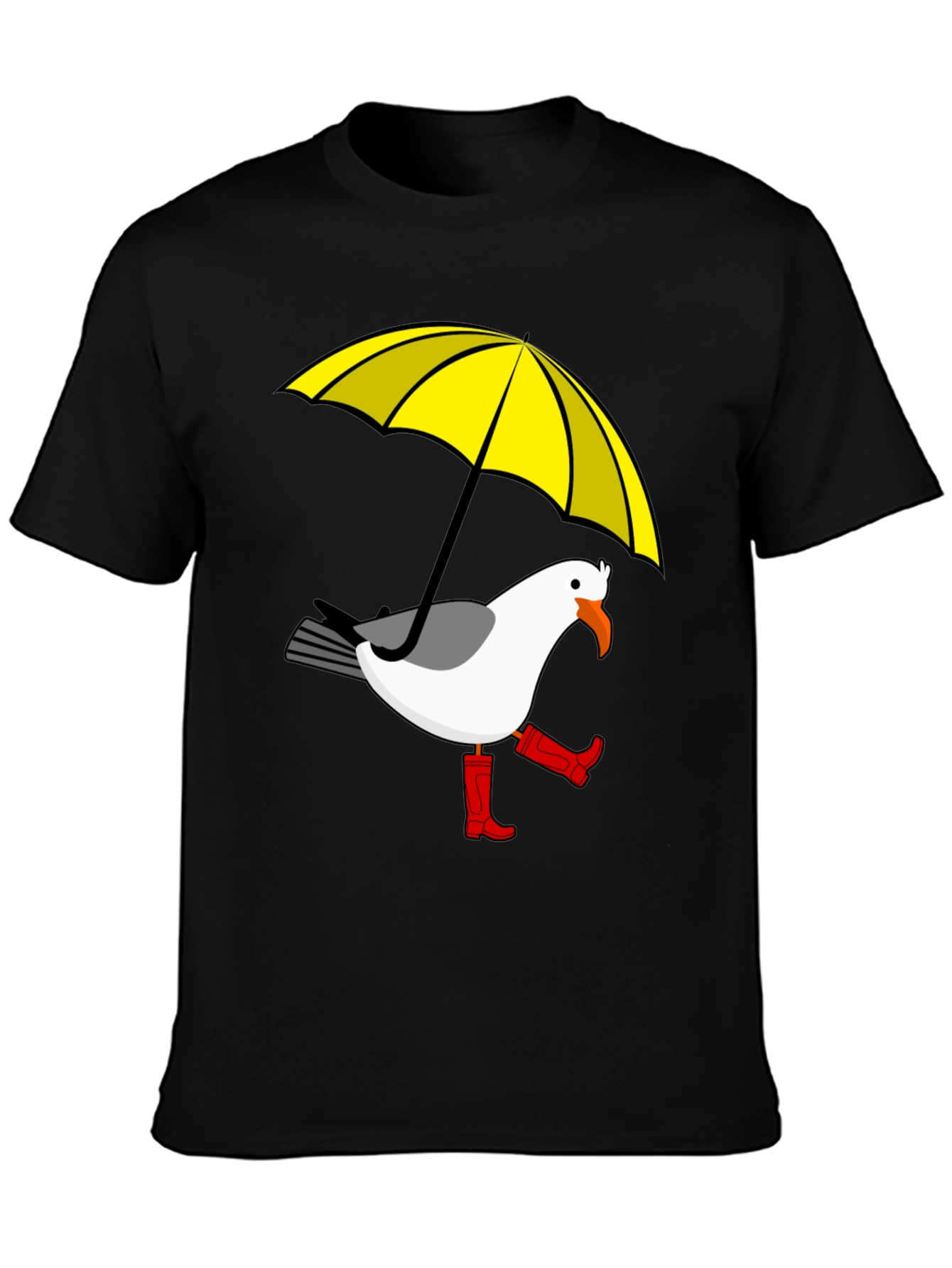 Black Rainy Day Seagull T-Shirt view 3