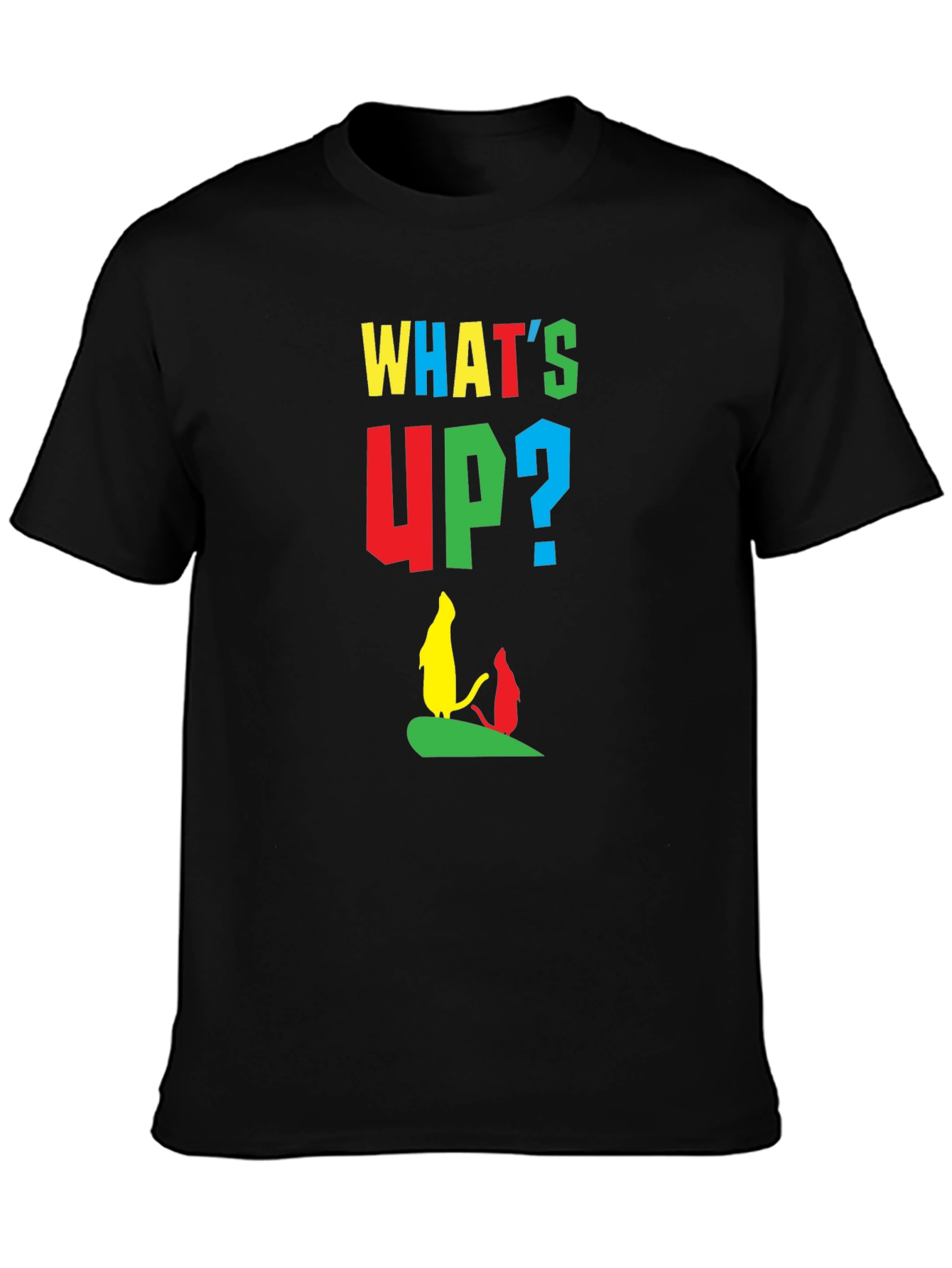 Black Whimsical Cartoon Graphic Tee - What's Up? view 3