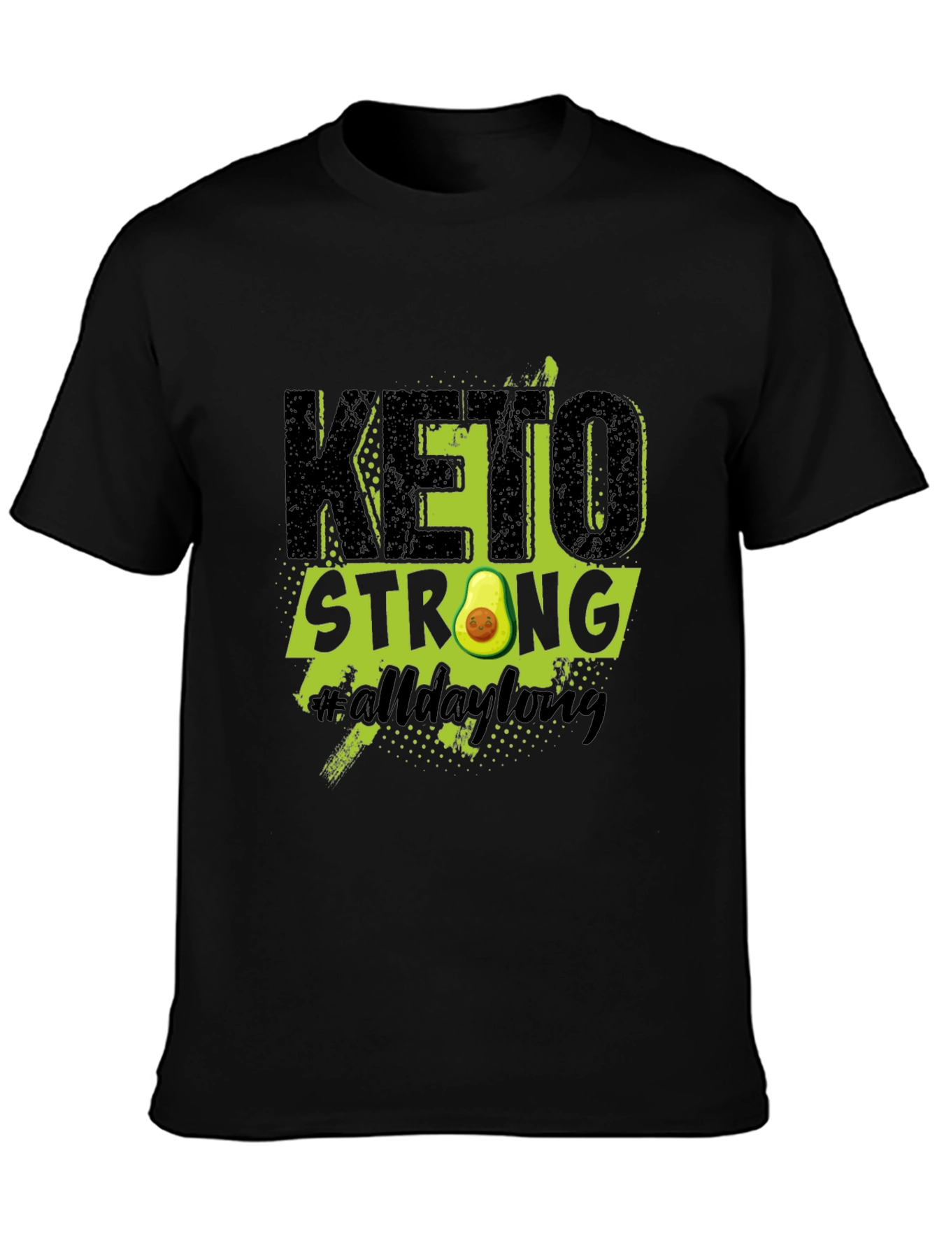 Black Keto Strong Avocado Graphic T-Shirt view 3
