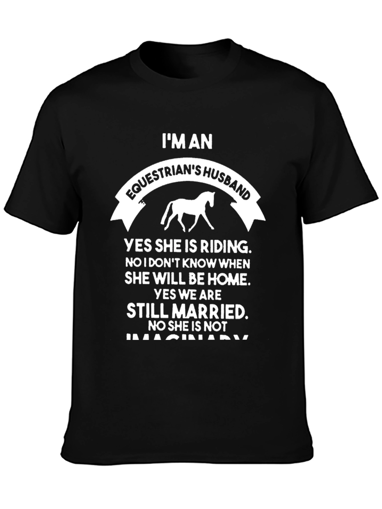 Black Equestrian's Husband Graphic Tee - Funny Horse Lover Gift view 3