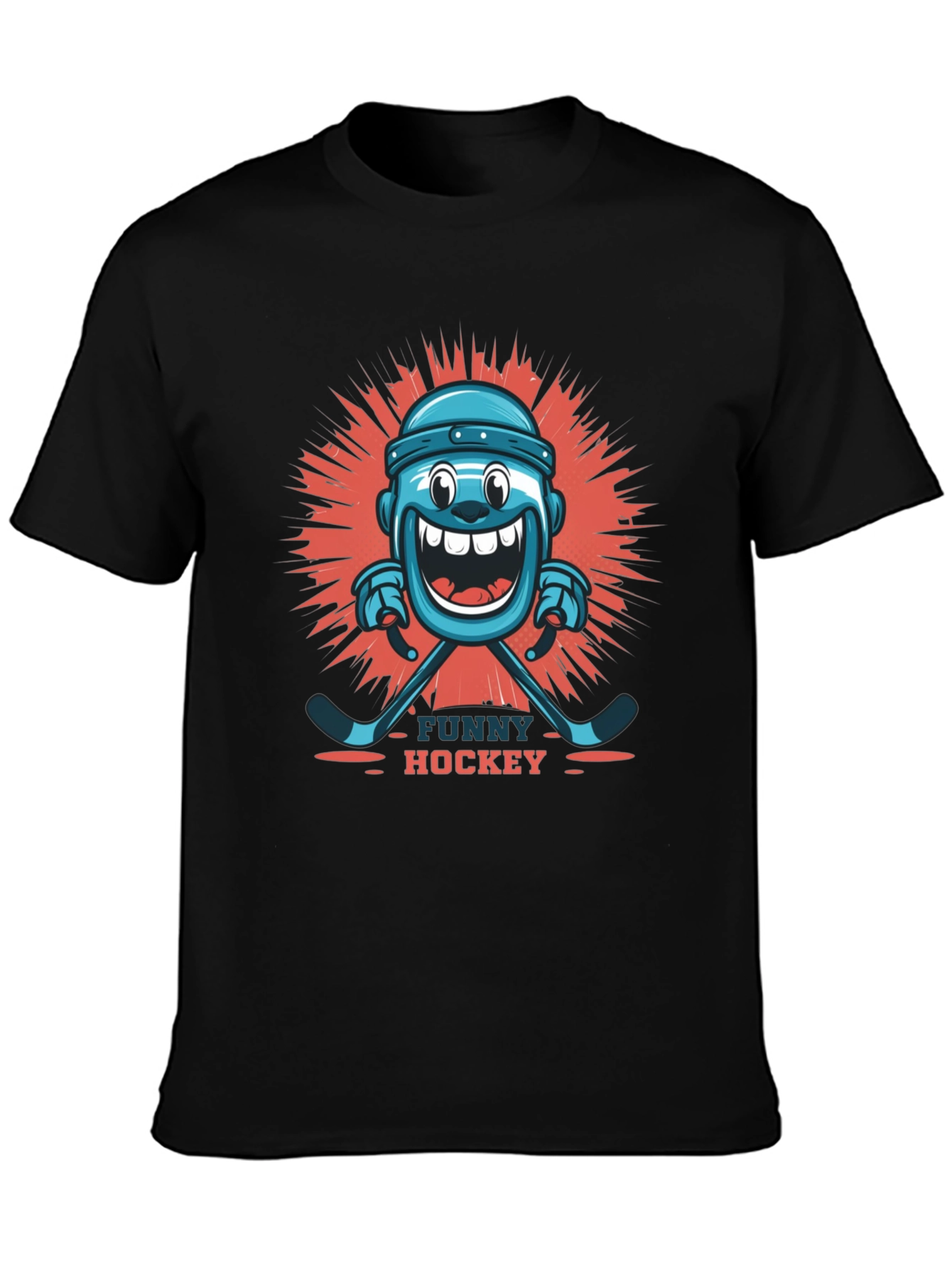 Black Funny Hockey Graphic T-Shirt view 3