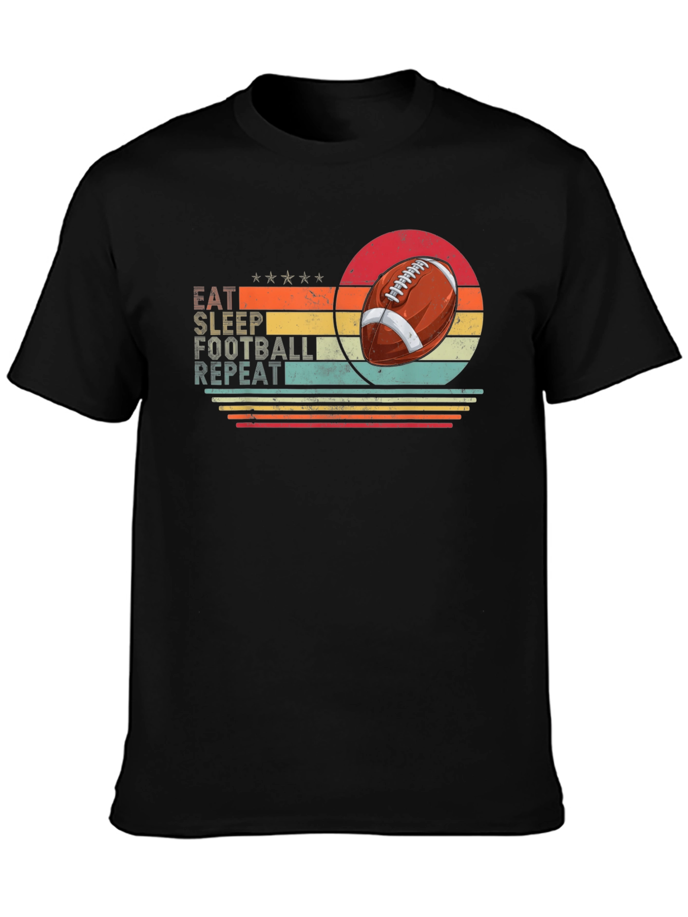 Black Eat Sleep Football Repeat Black T-Shirt view 3