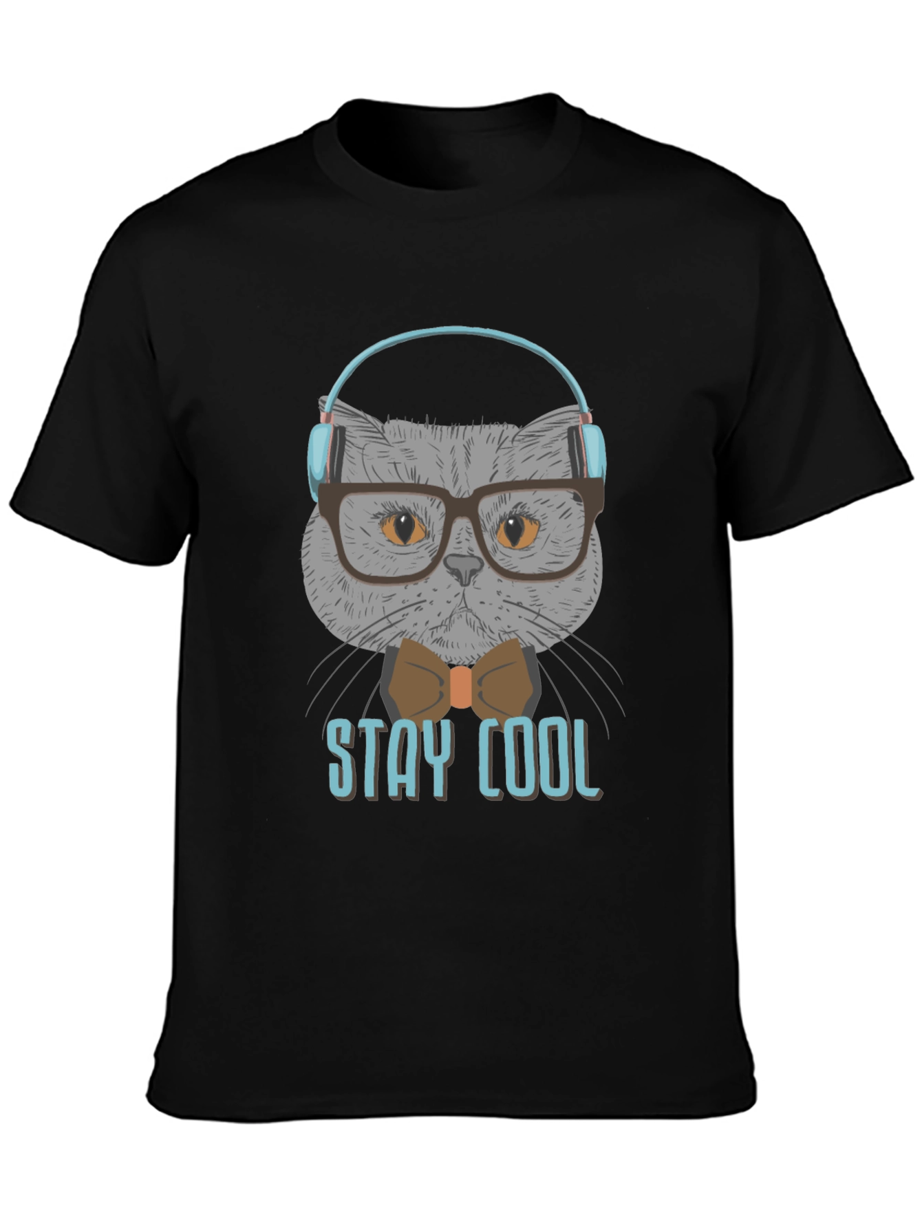Black Stay Cool Cat T-Shirt - Trendy Graphic Tee view 3