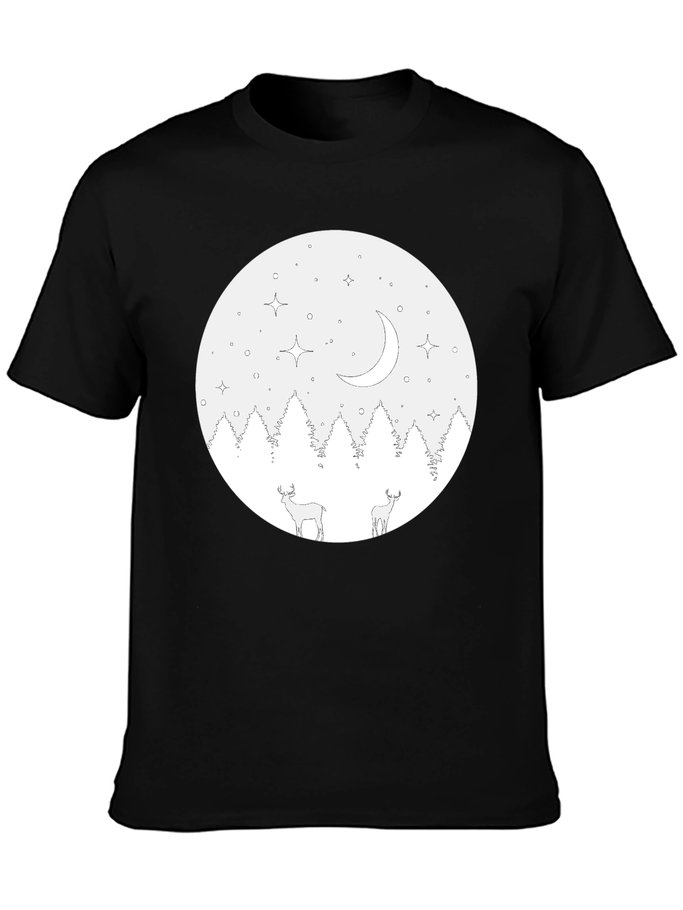Black Black Deer & Moon Graphic Tee view 3