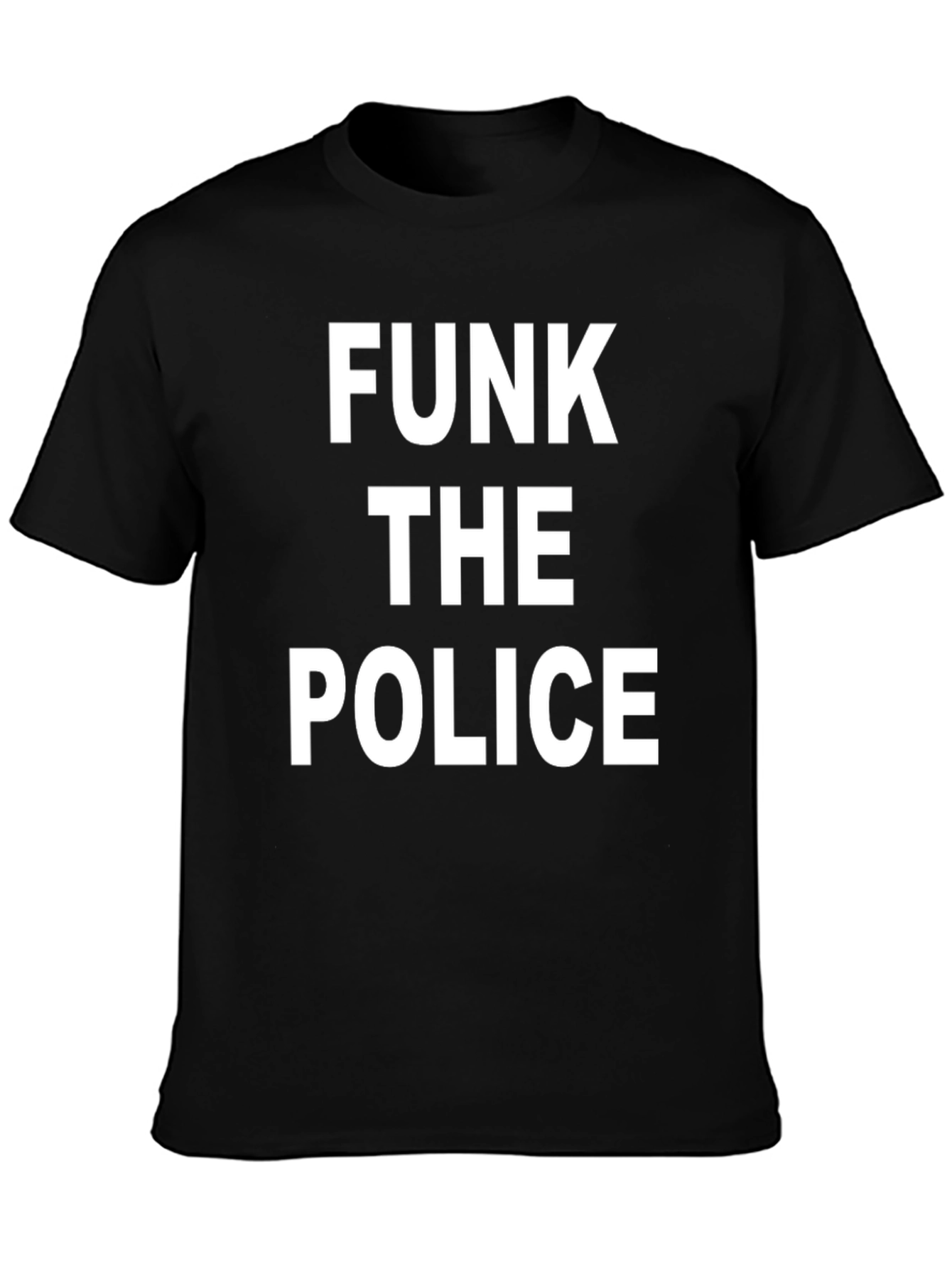 Black Funk the Police Graphic Tee - Black Cotton T-Shirt view 3