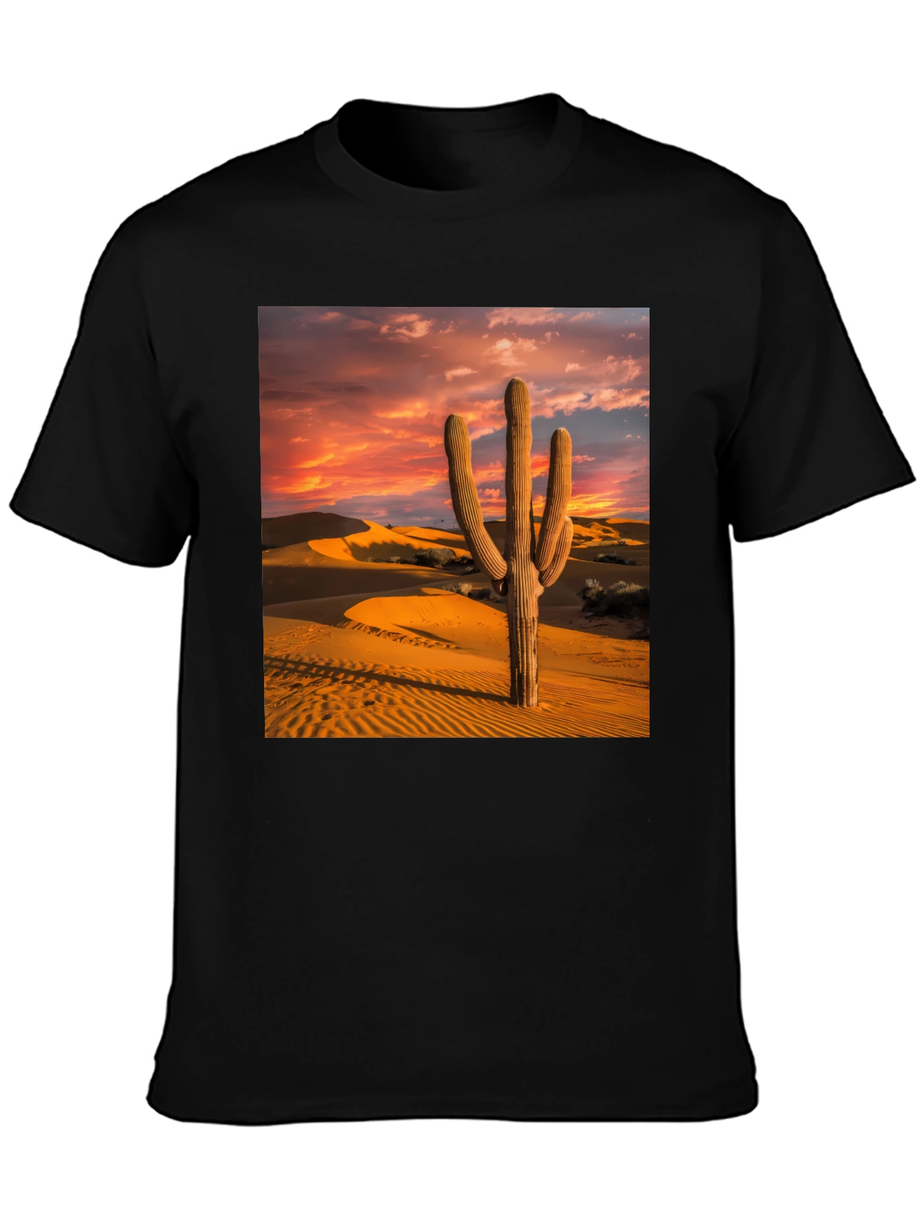 Black Cactus Sunset Tee - Desert Vibes view 3