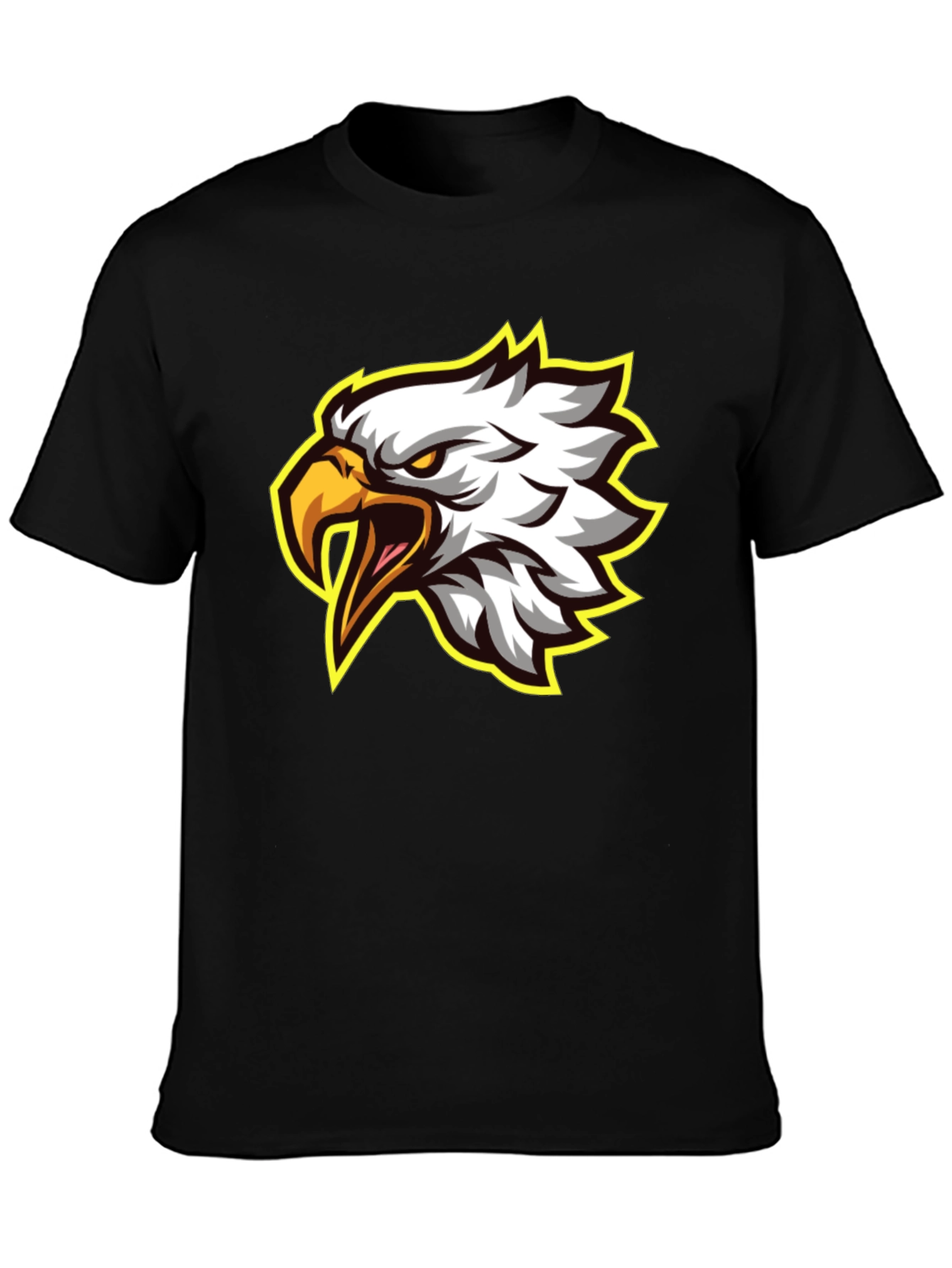 Black Eagle Graphic Tee - Fierce Bird Design Black T-Shirt view 3
