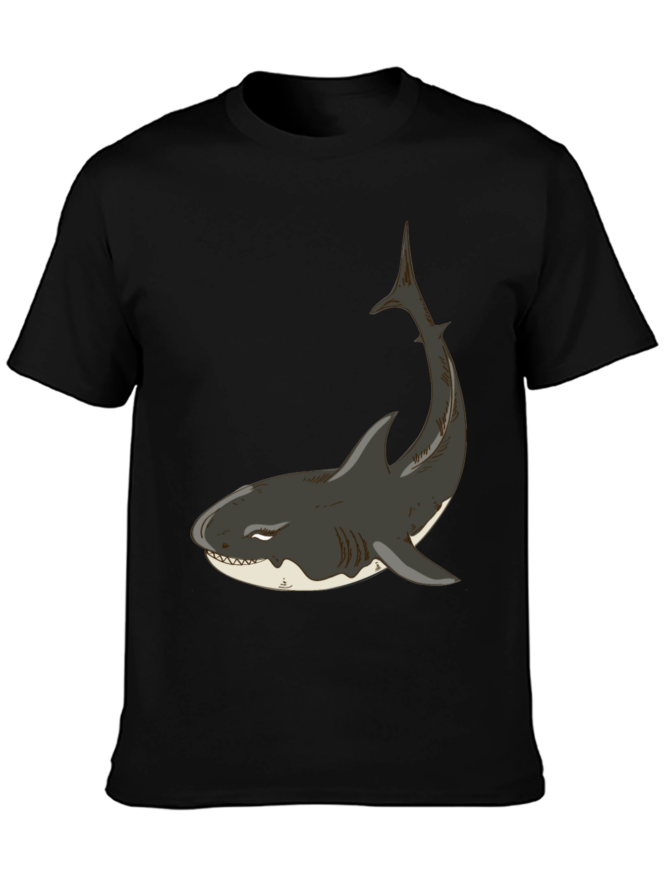 Black Cool Shark Graphic Black T-Shirt view 3